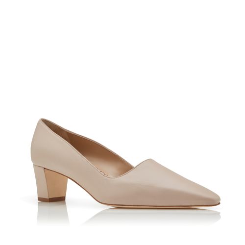 Light Beige Nappa Leather Pointed Toe Pumps