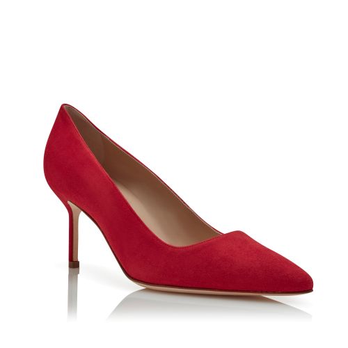 Bright Red Suede pointed toe Pumps