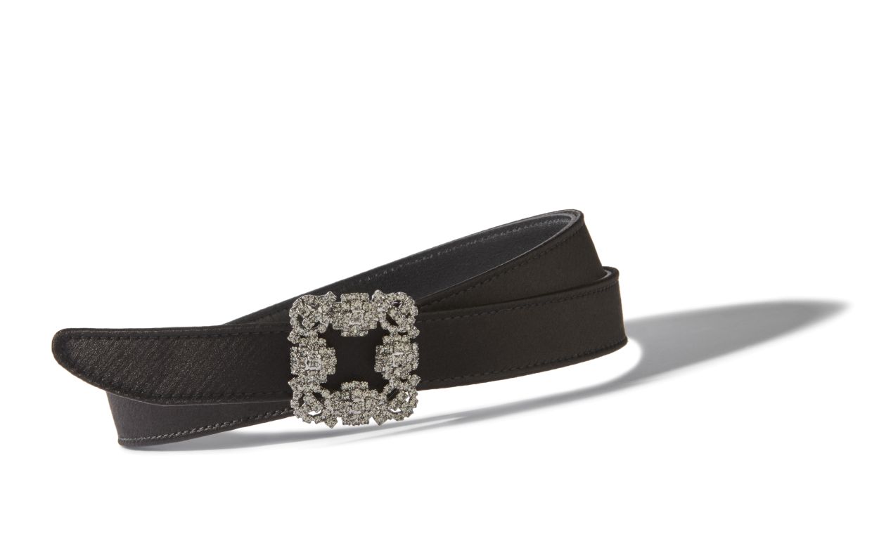 womens black satin belt