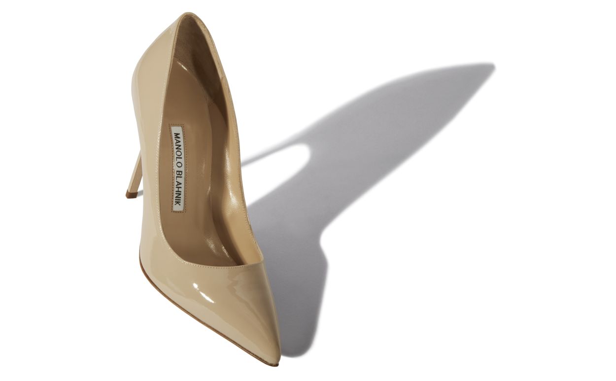 Bb Beige Patent Leather Pointed Toe Pumps Manolo Blahnik