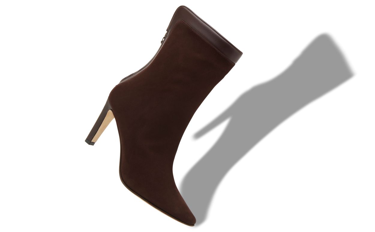 chocolate brown suede ankle boots