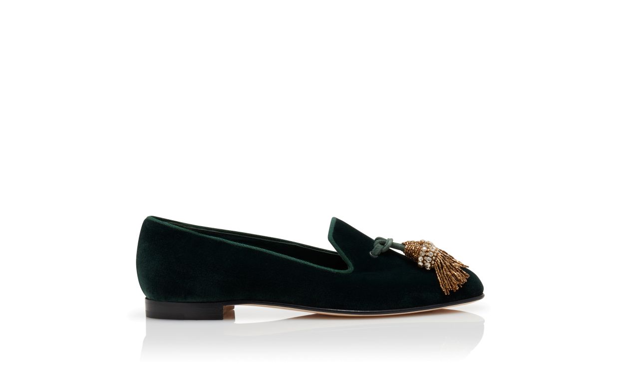 green and gold loafers