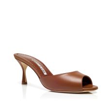 JADA | Brown Calf Leather Open Toe Mules | Manolo Blahnik