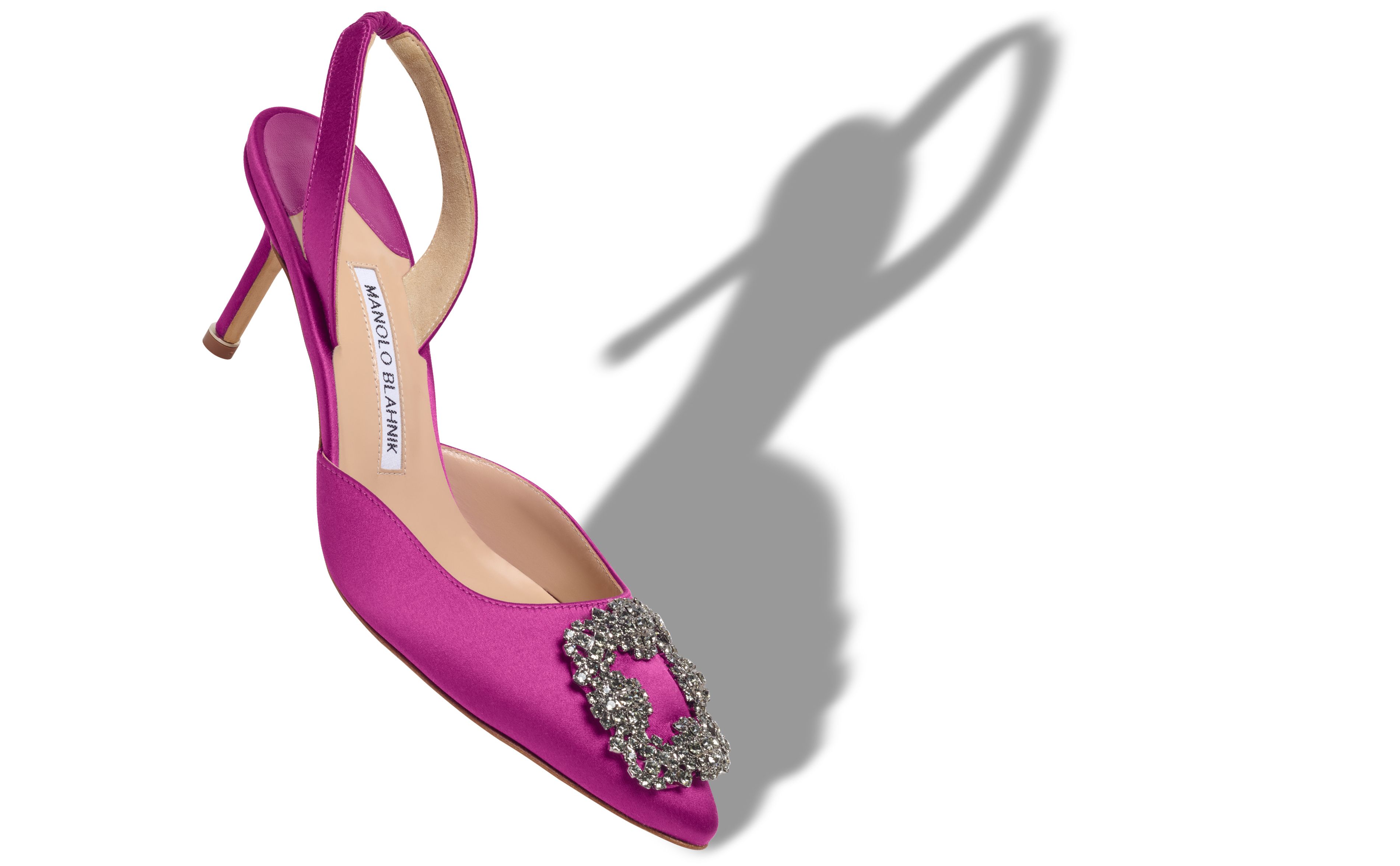 Designer Pink Satin Jewel Buckle Slingback Pumps - Image small_image