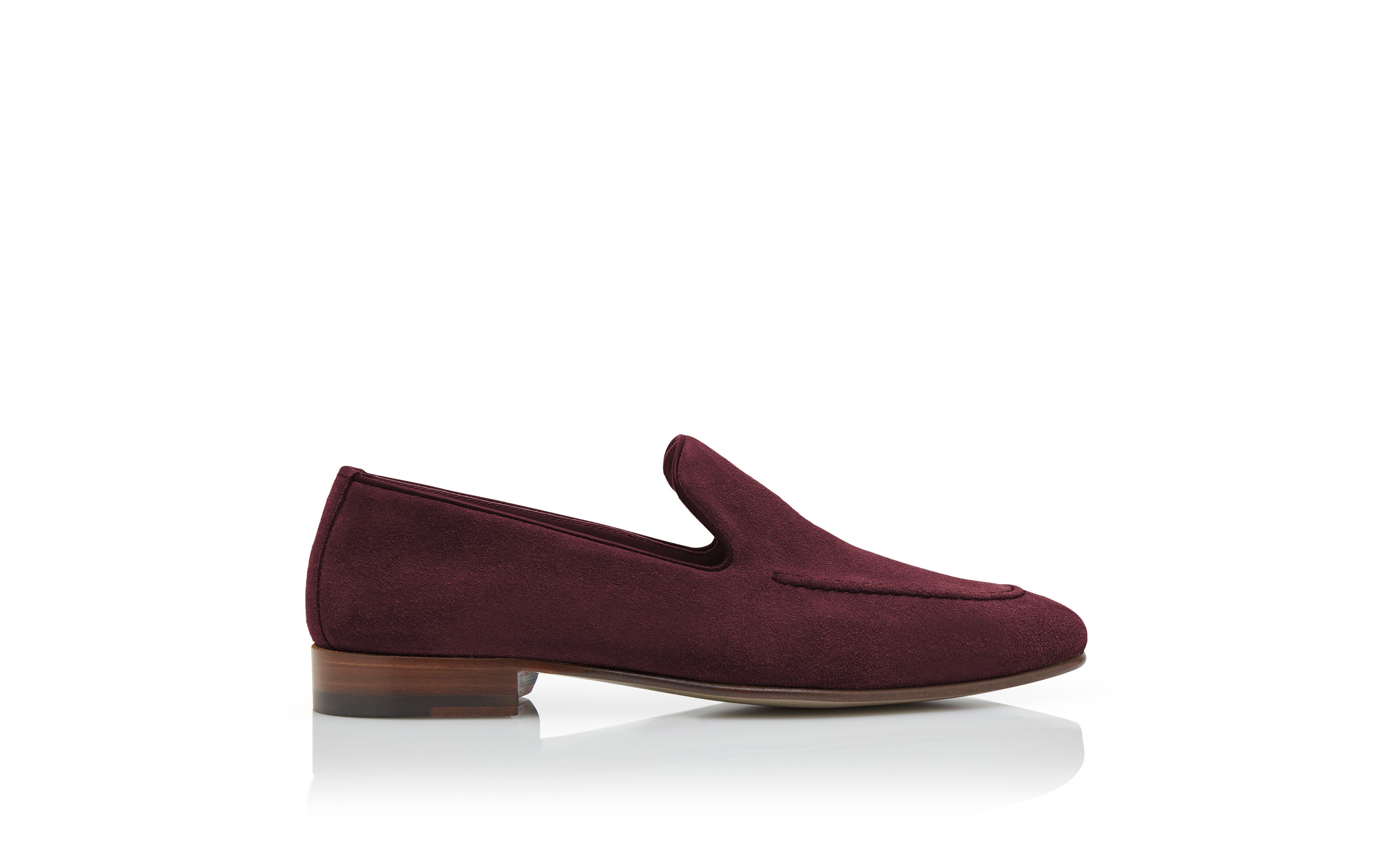 Designer Dark Purple Suede Loafers  - Image Side View