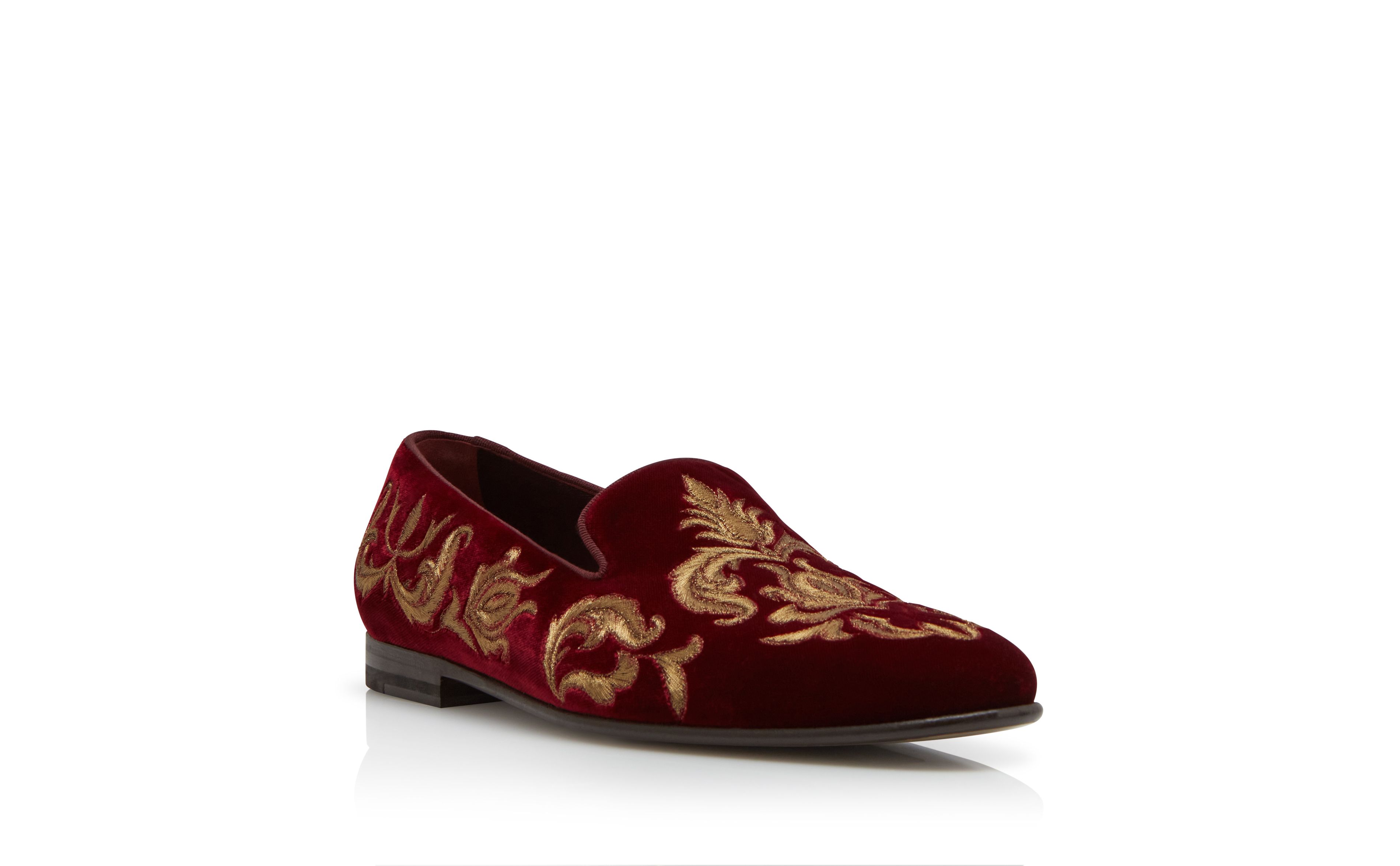 maroon and gold loafers