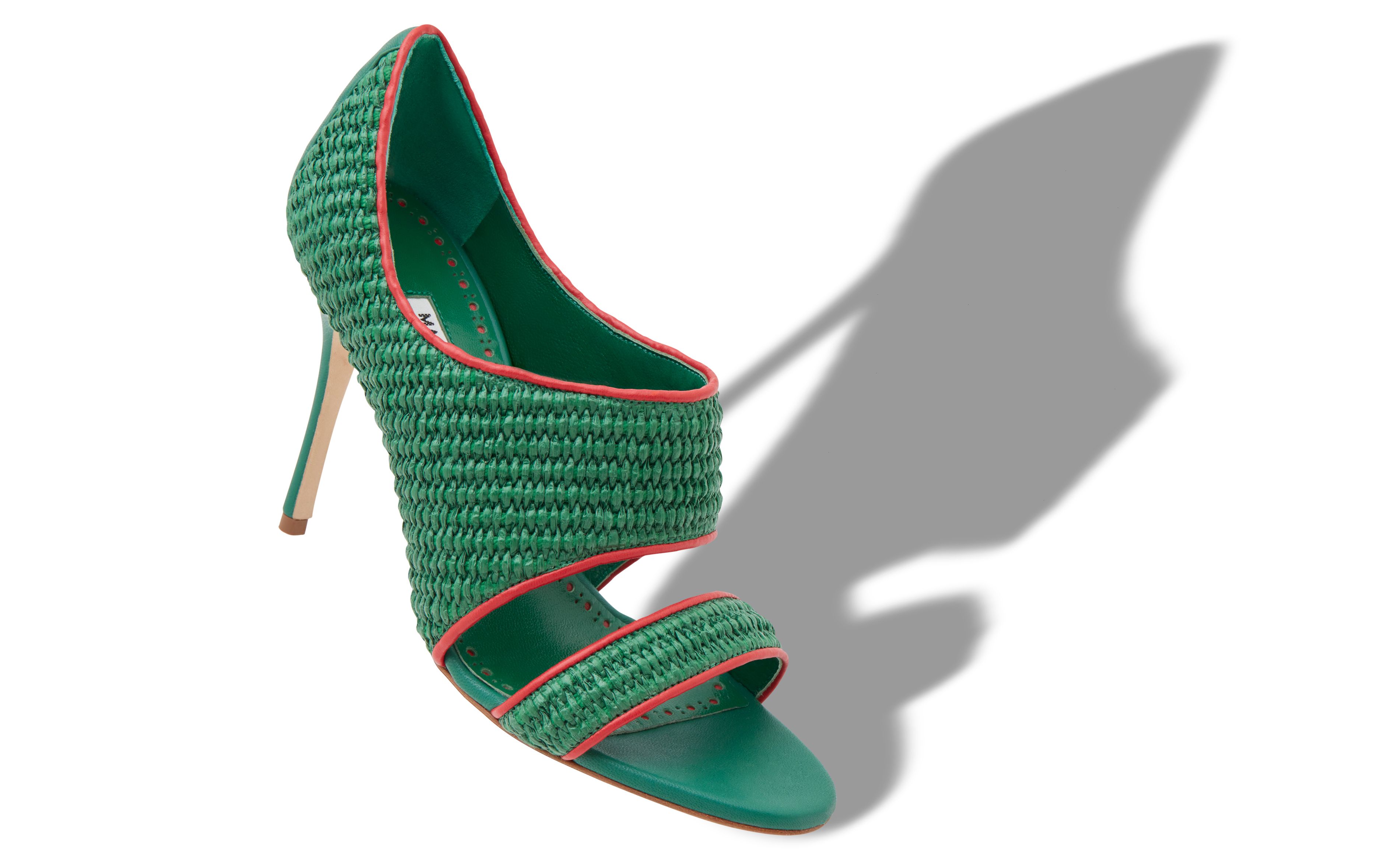 Designer Green and Red Raffia Open Toe Sandals - Image small_image