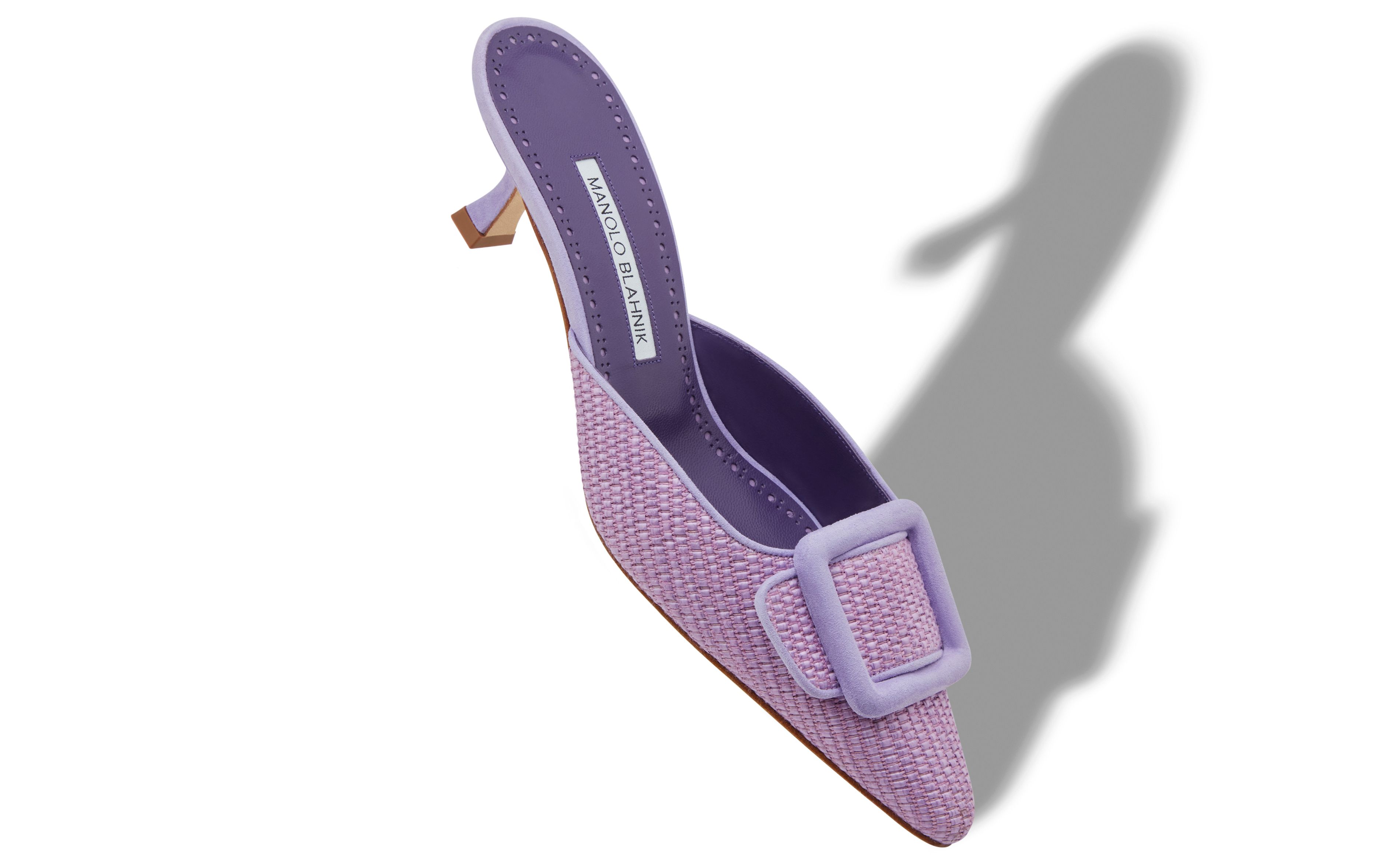 Designer Purple Raffia Buckle Detail Mules - Image small_image