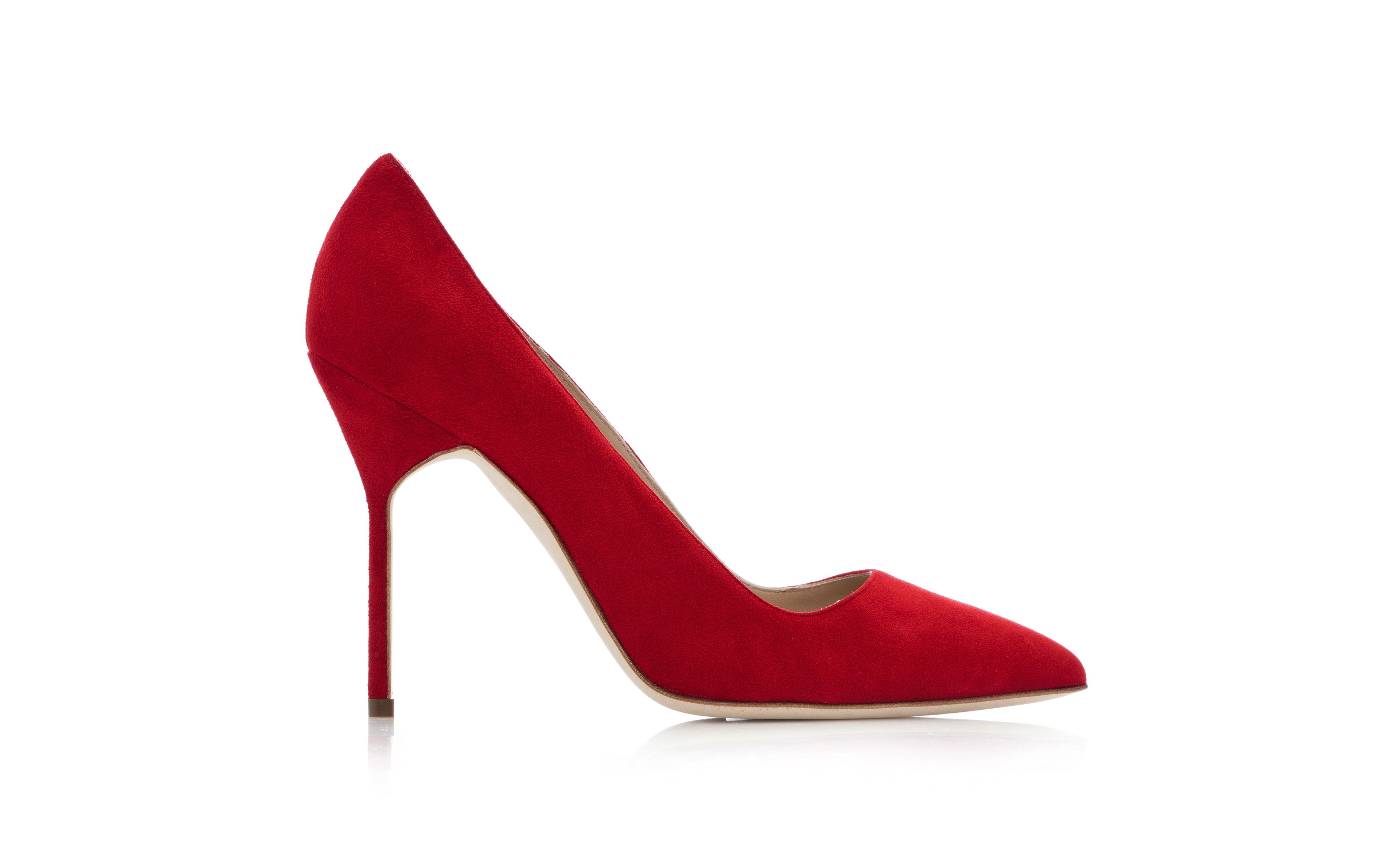 BB | Red Suede Pointed Toe Pumps | Manolo Blahnik