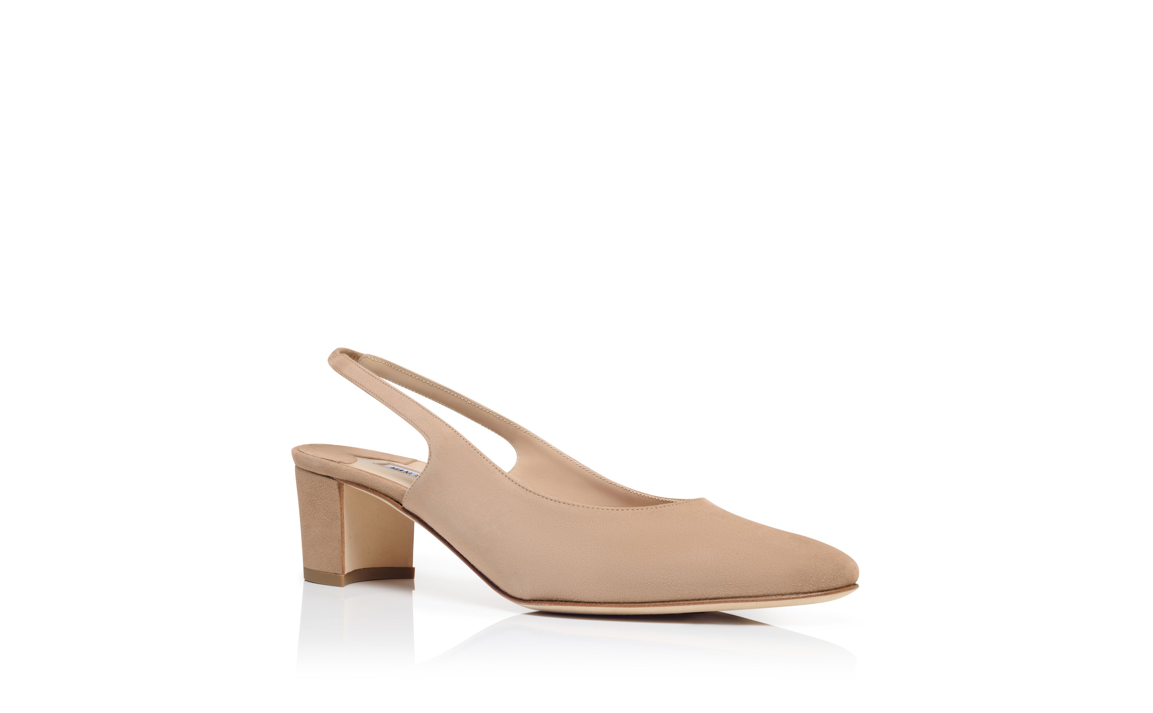 Designer Light Beige Suede Slingback Pumps  - Image Upsell