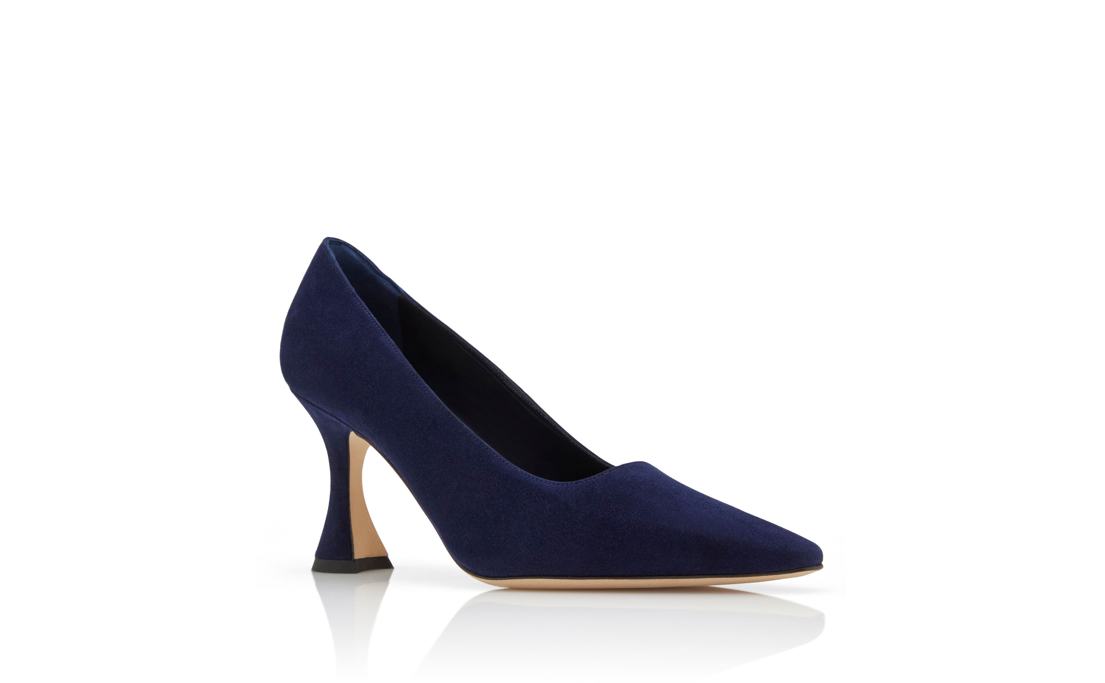 Designer Navy Blue Suede Pointed Toe Pumps - Image Upsell