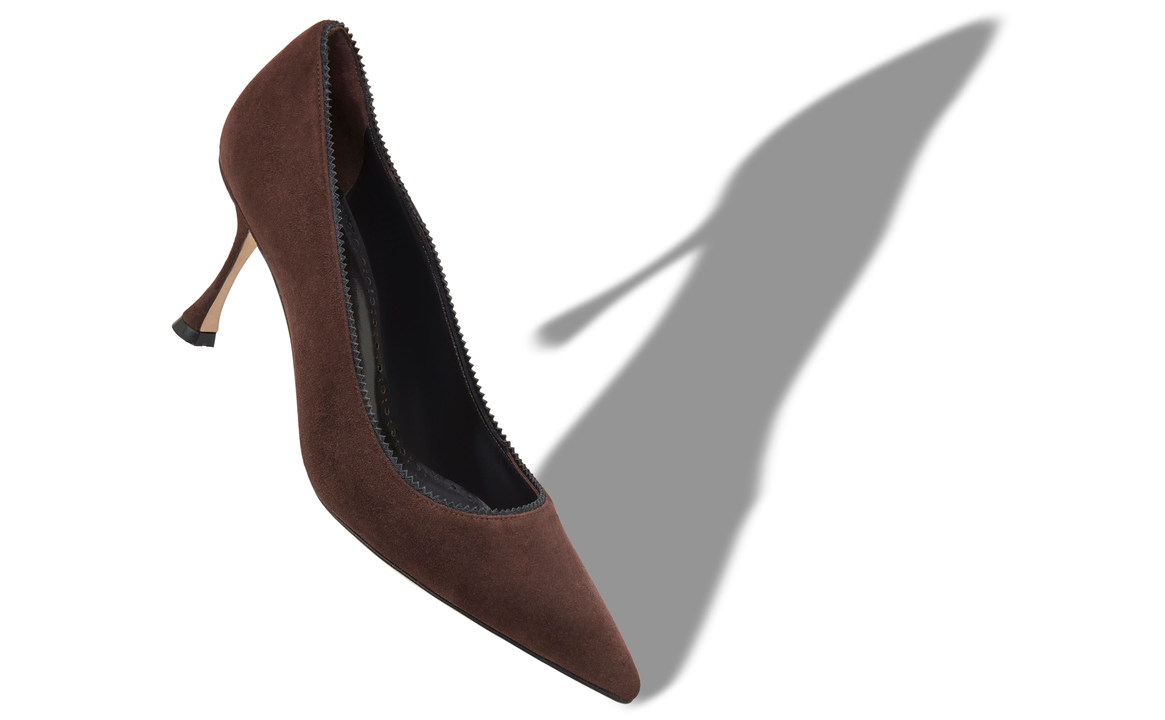 Designer Brown Suede Pinking Detail Pumps - Image small_image