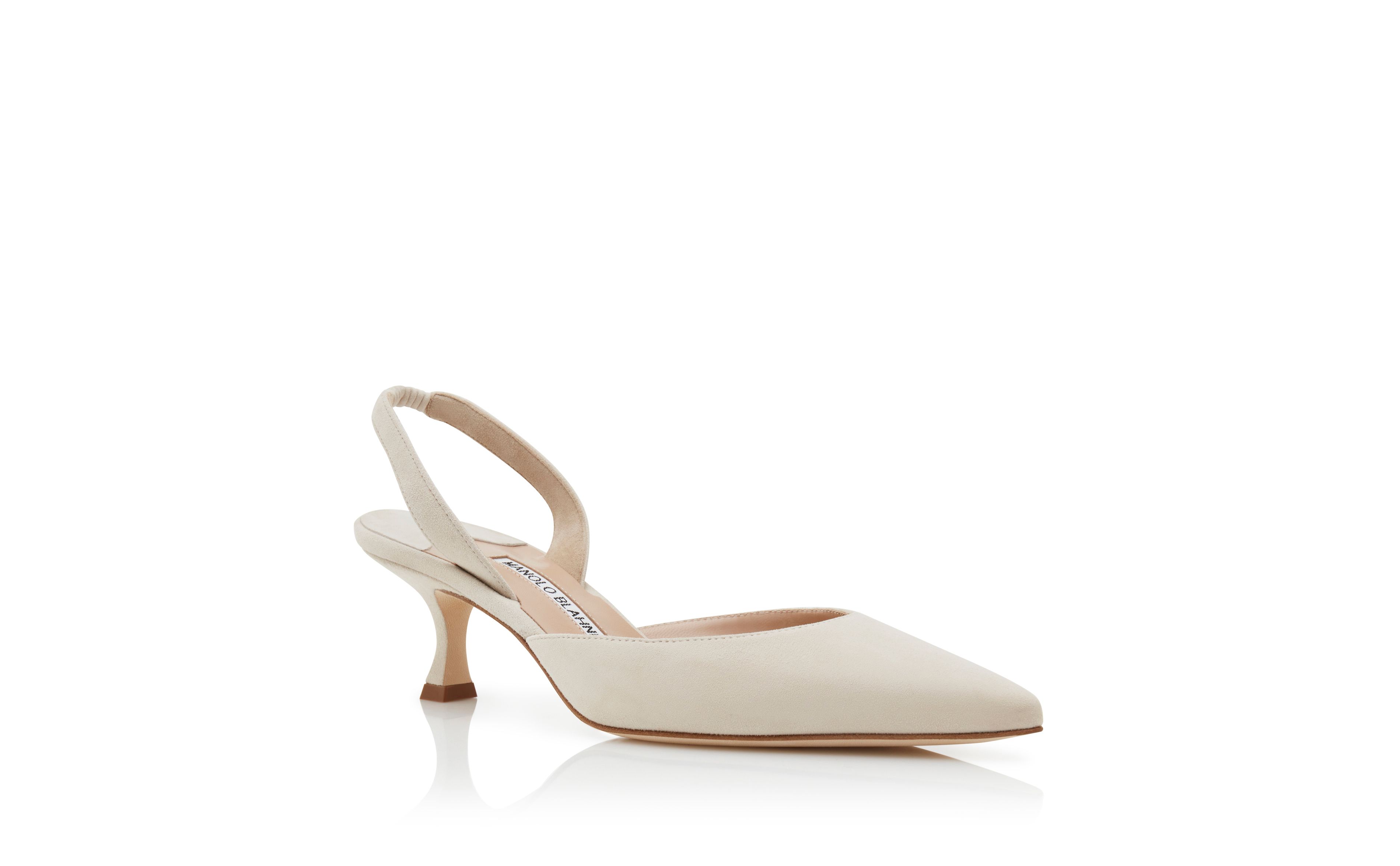 Designer Light Beige Suede Slingback Pumps - Image Upsell