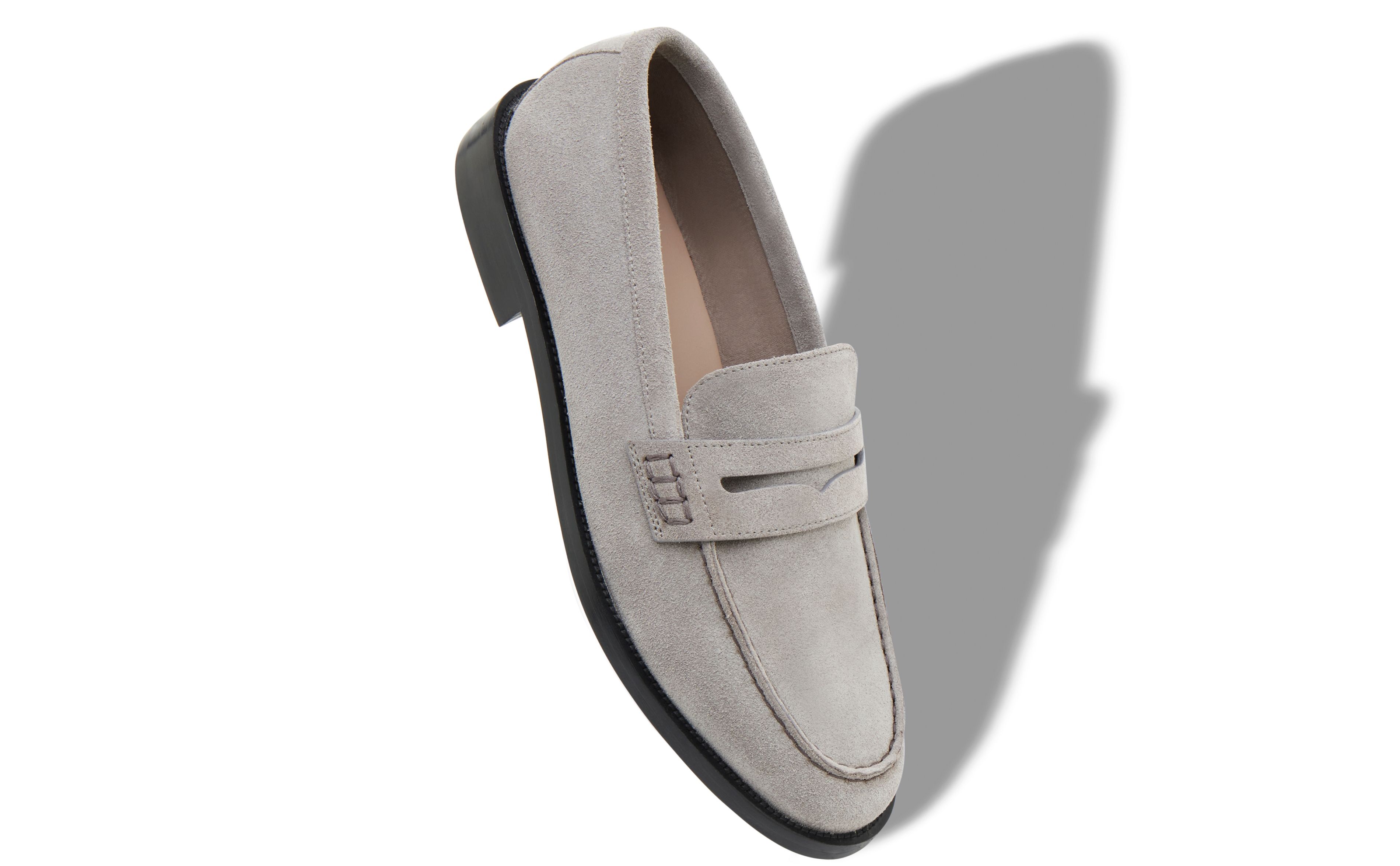 Designer Grey Suede Penny Loafers  - Image small_image