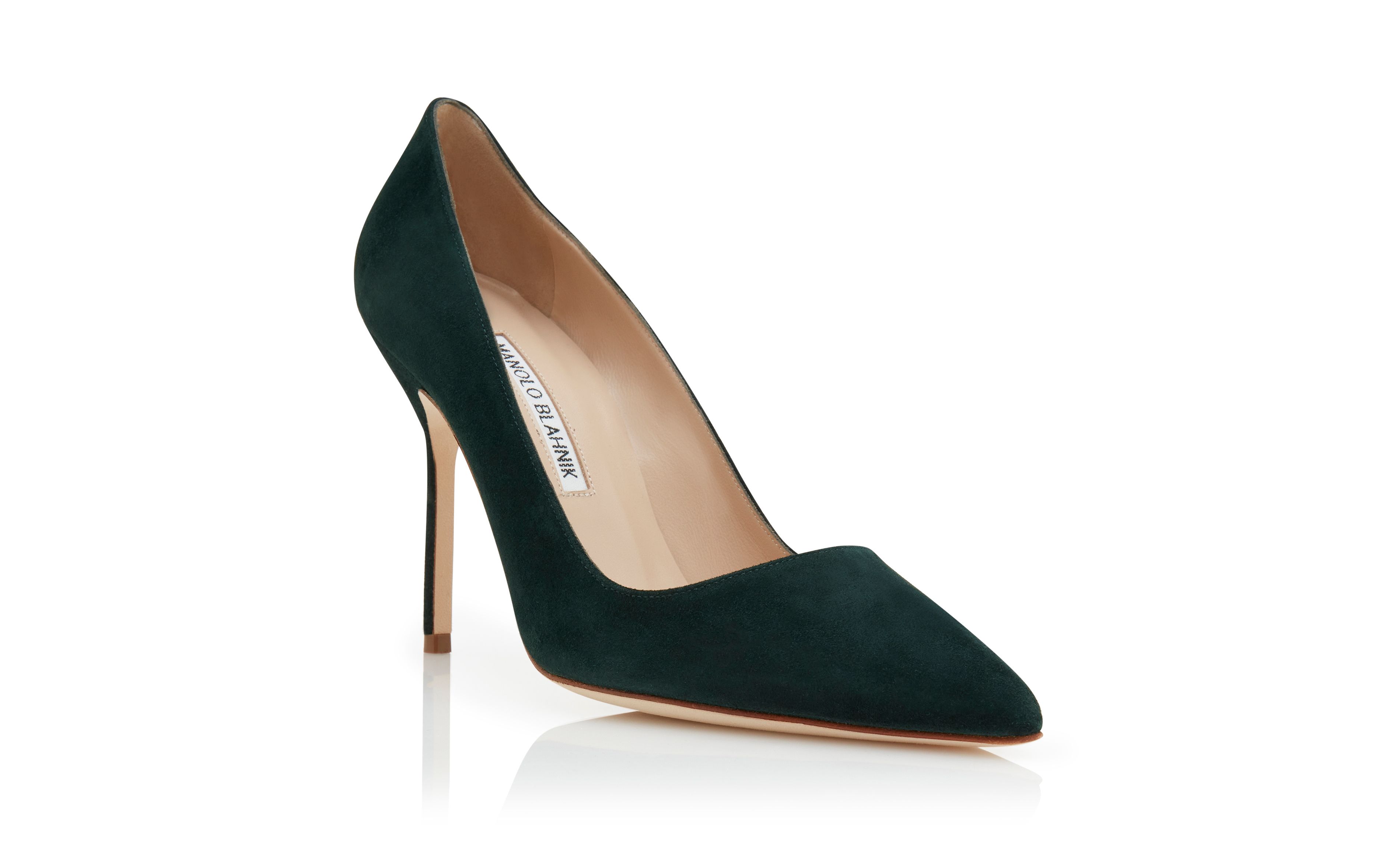 Designer Dark Green Suede Pointed Toe Pumps - Image Upsell