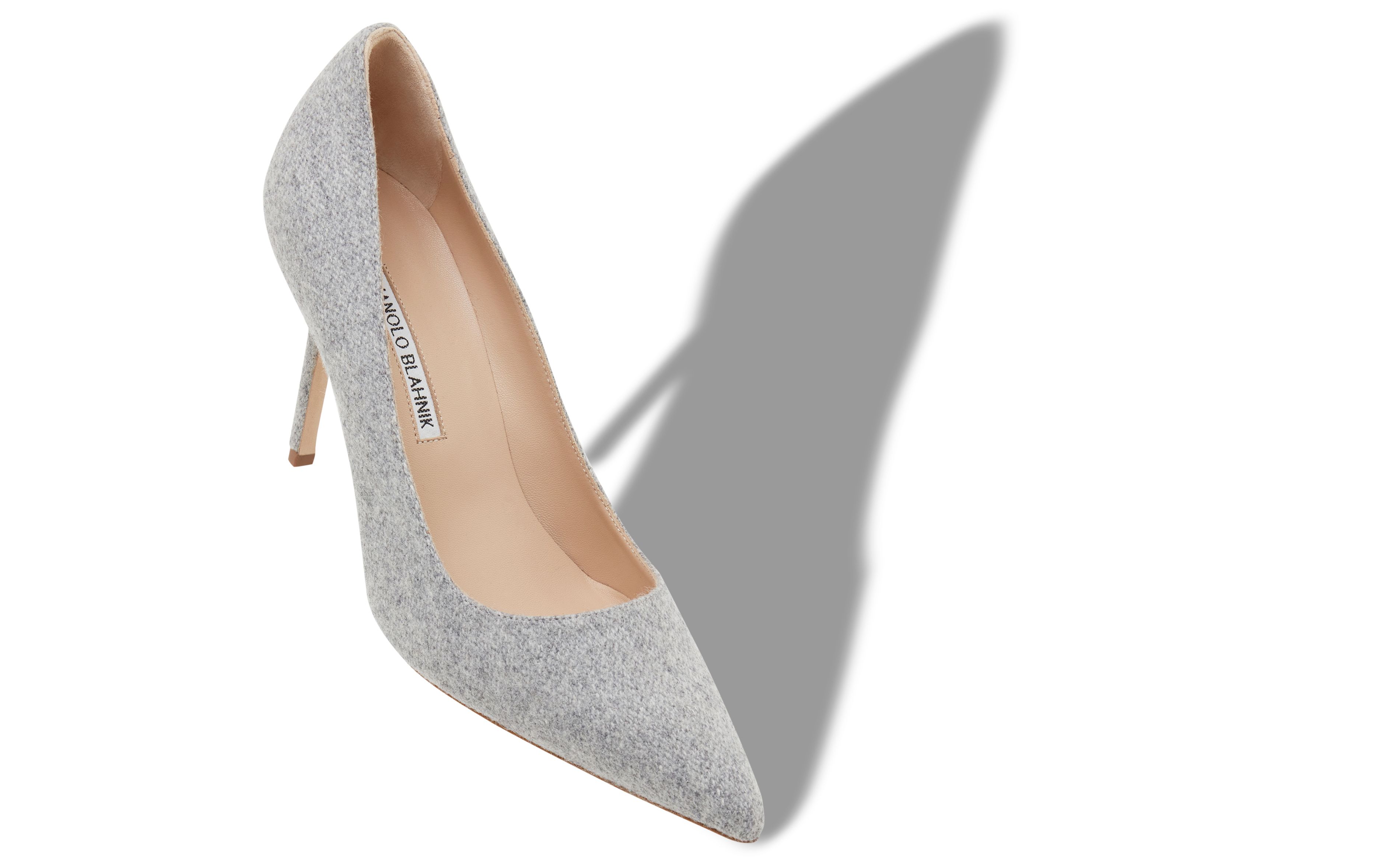 Designer Grey Wool Pointed Toe Pumps - Image small_image