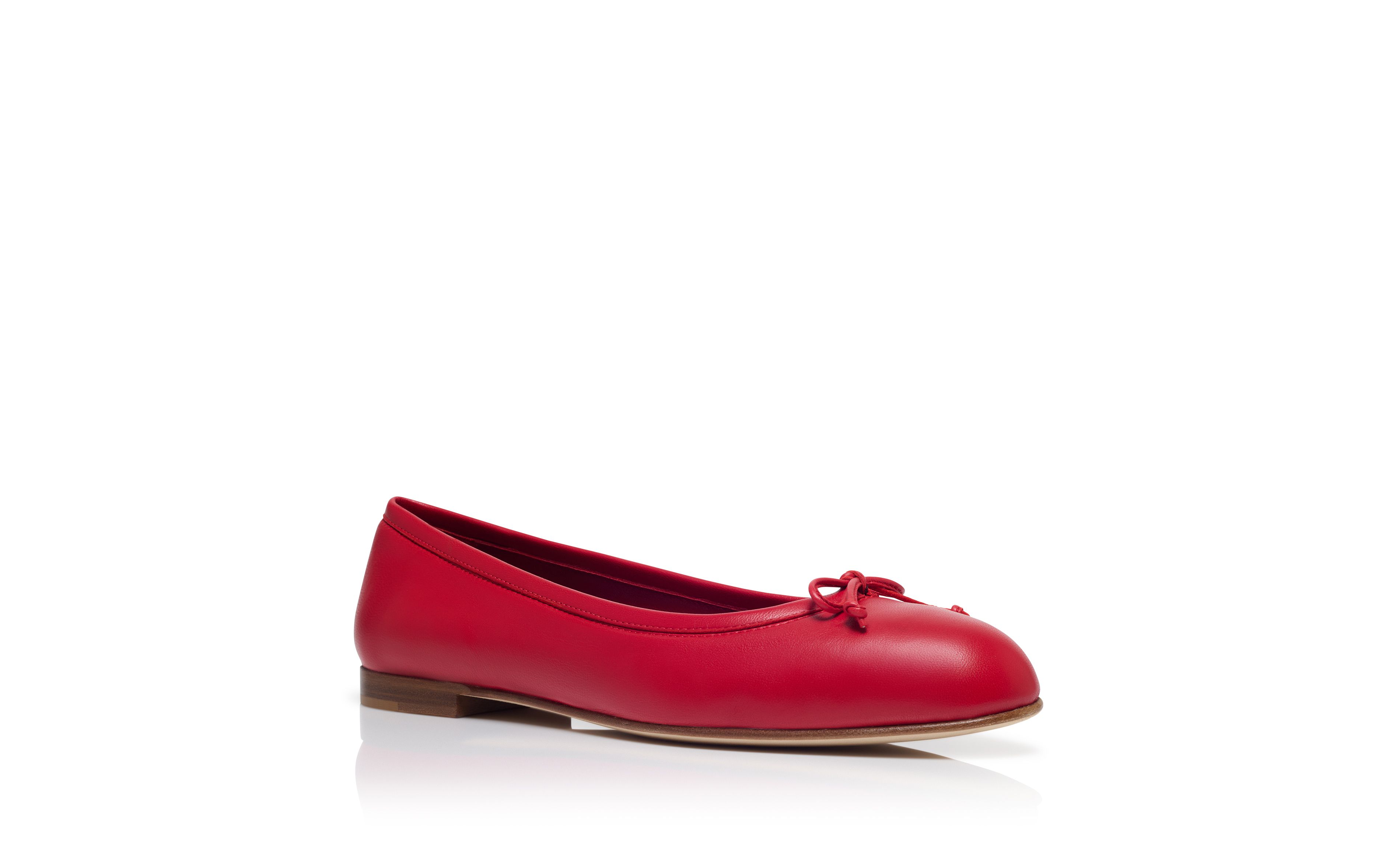 Designer Red Nappa Leather Ballerina Flats  - Image Upsell