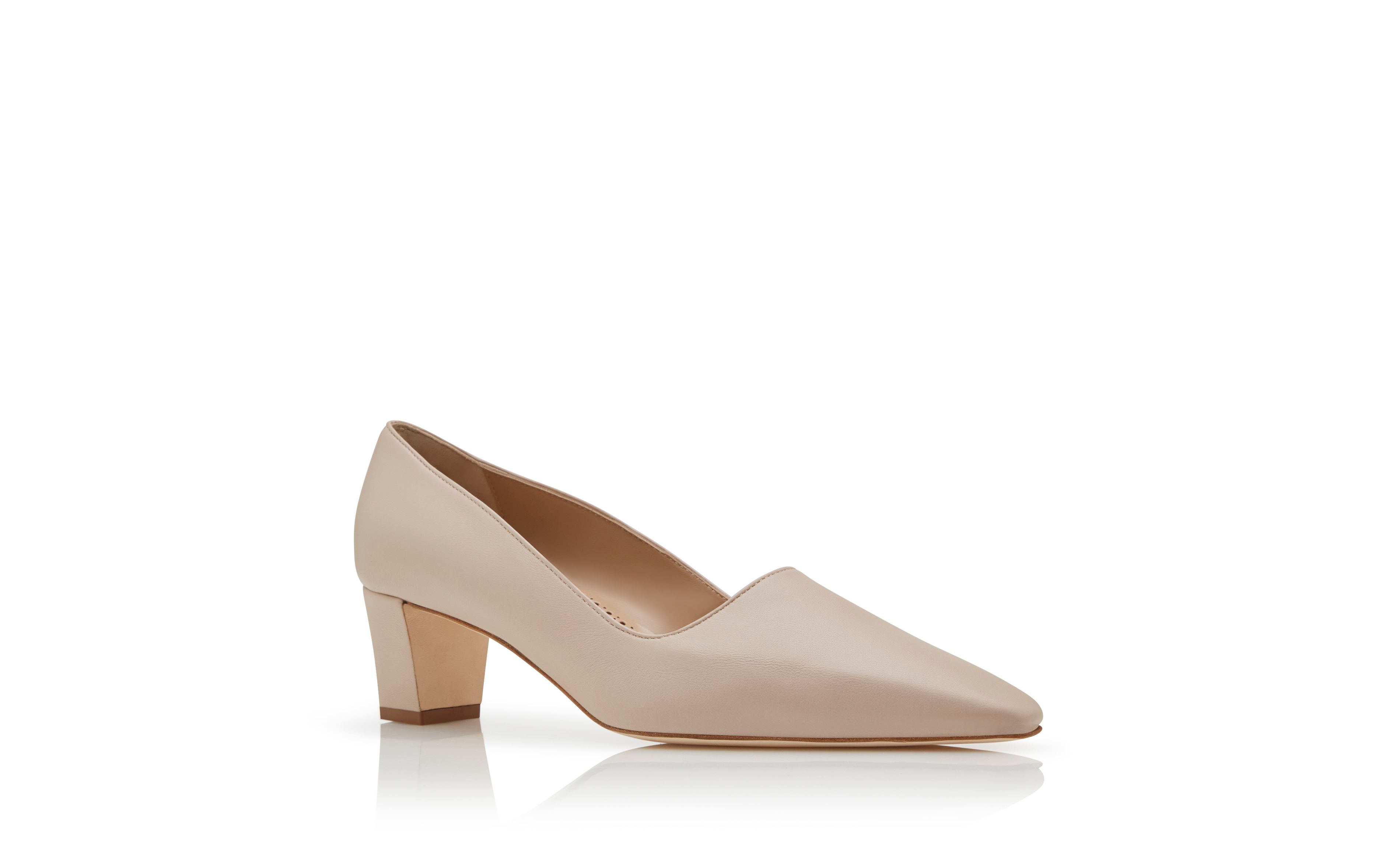 Designer Light Beige Nappa Leather Pointed Toe Pumps - Image Upsell