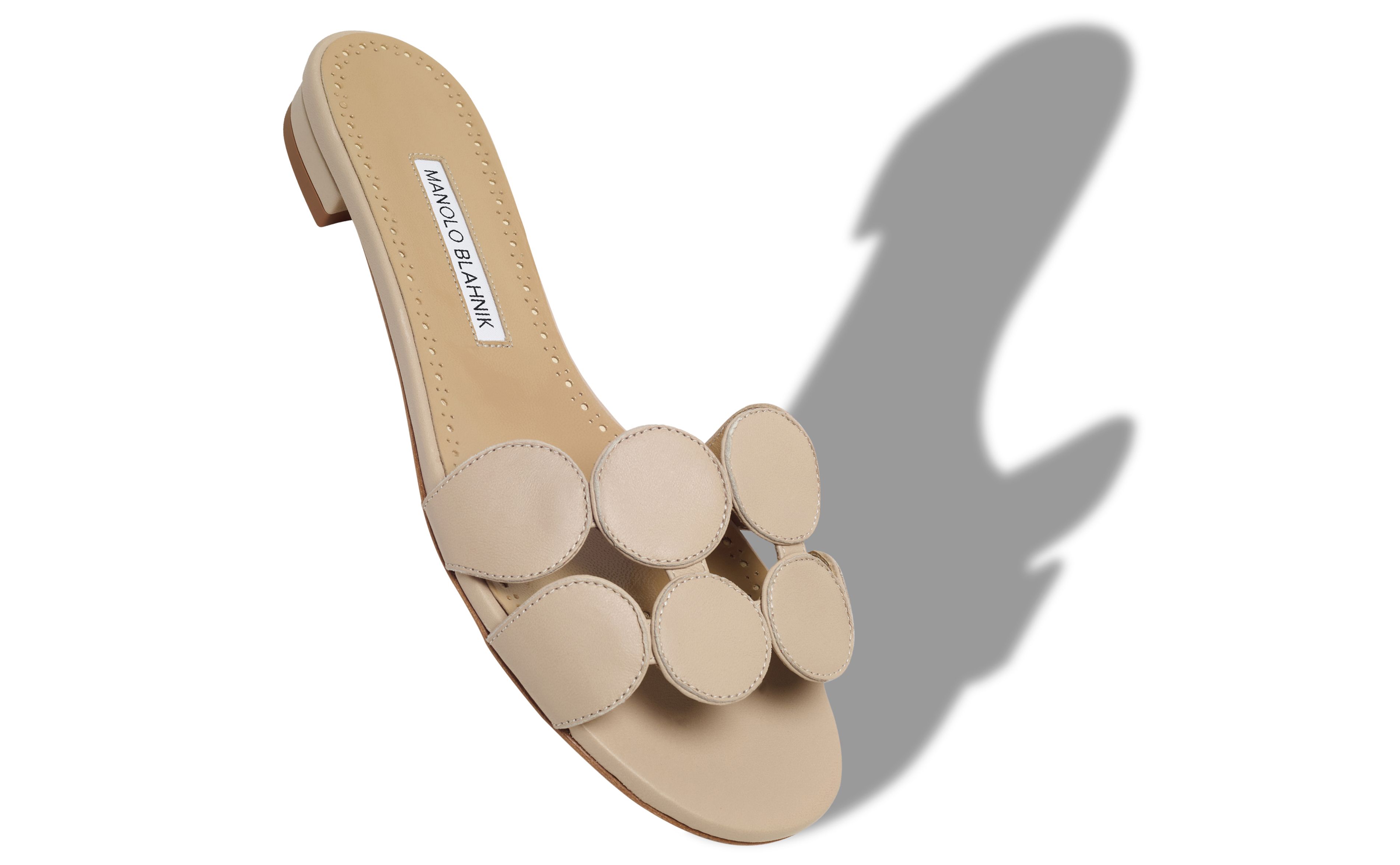 Designer Beige Nappa Leather Flat Sandals - Image small_image