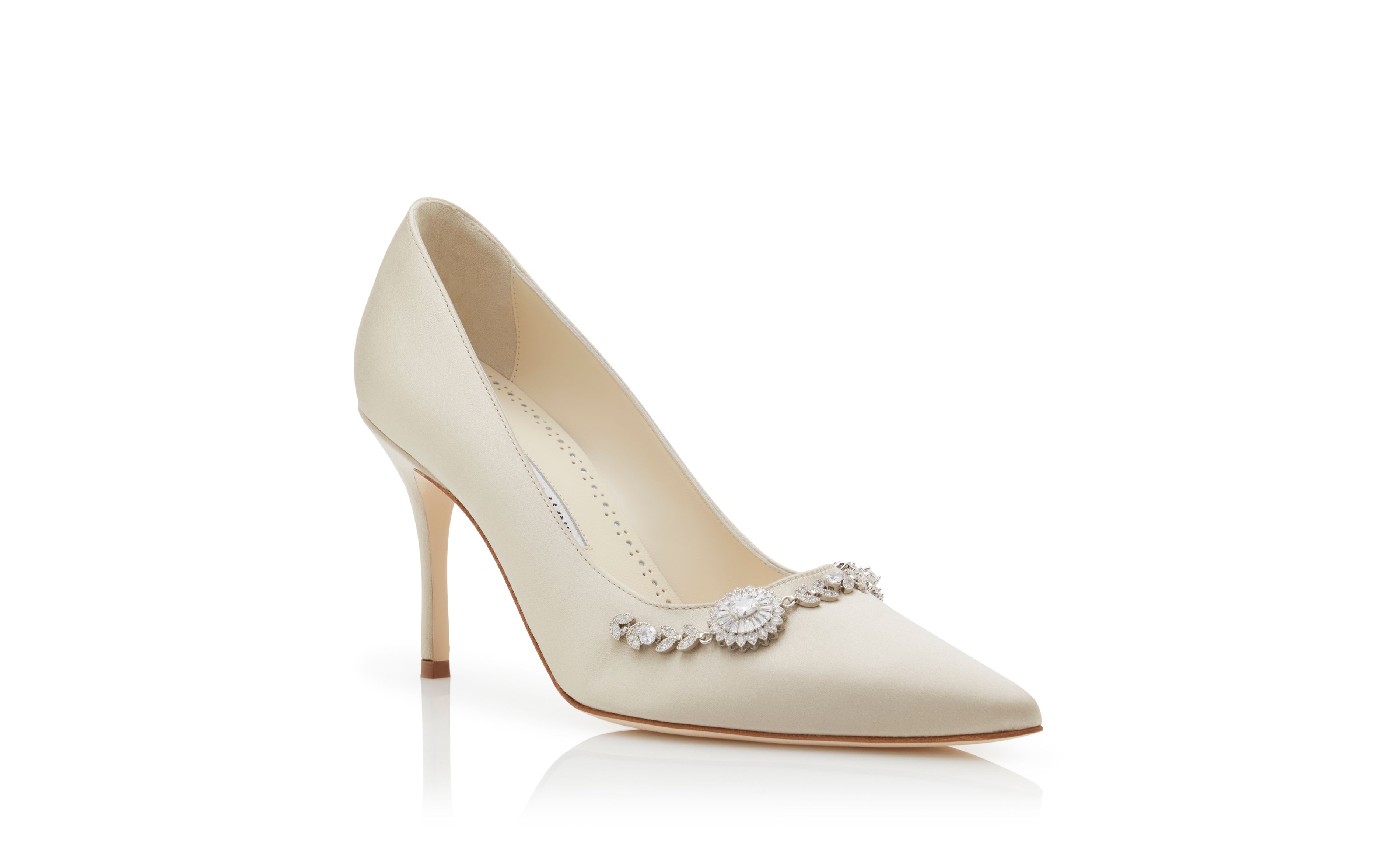 Manolo blahnik embellished satin pump on sale