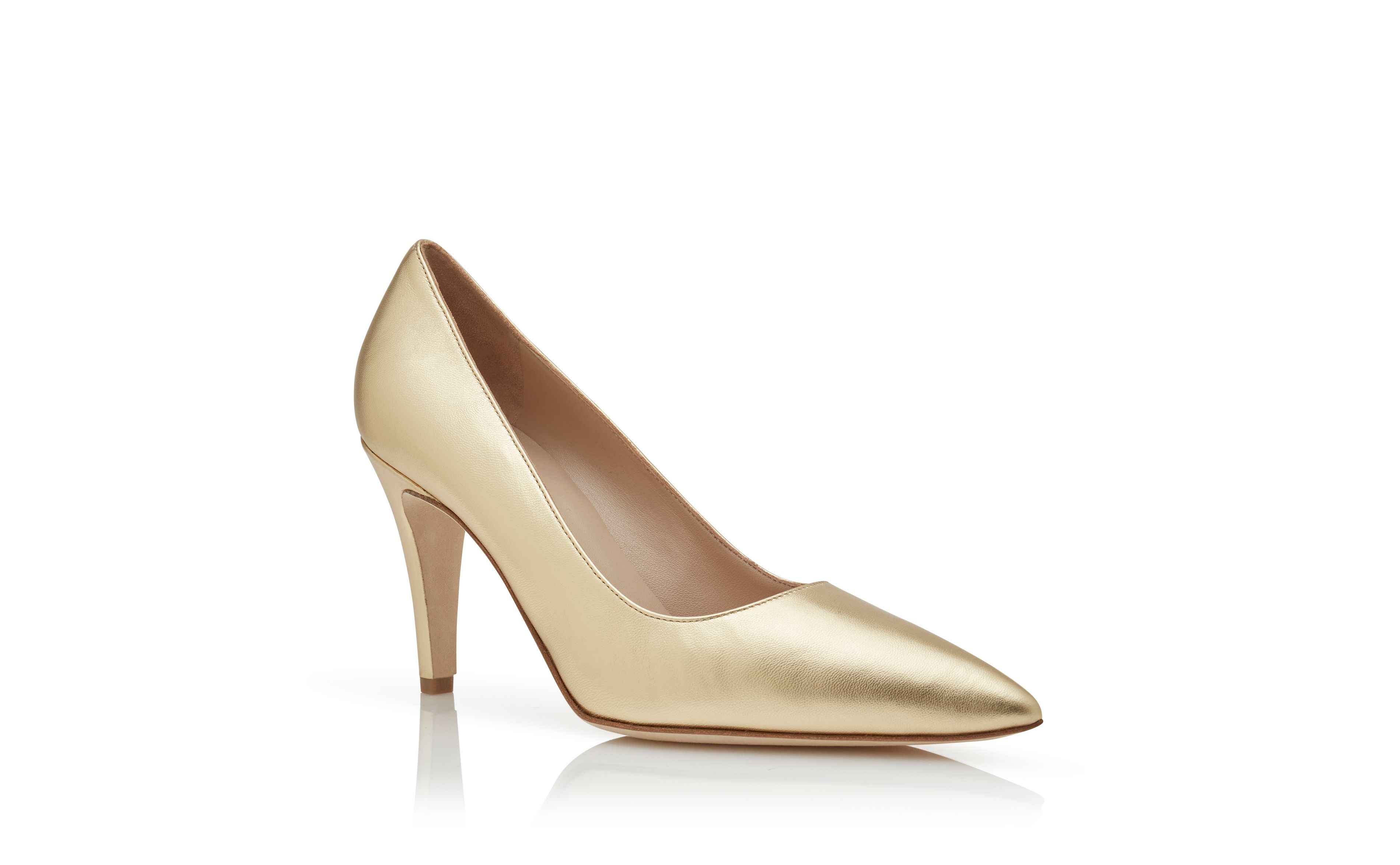 Miss Selfridge grande gold pu closed toe heel | ASOS