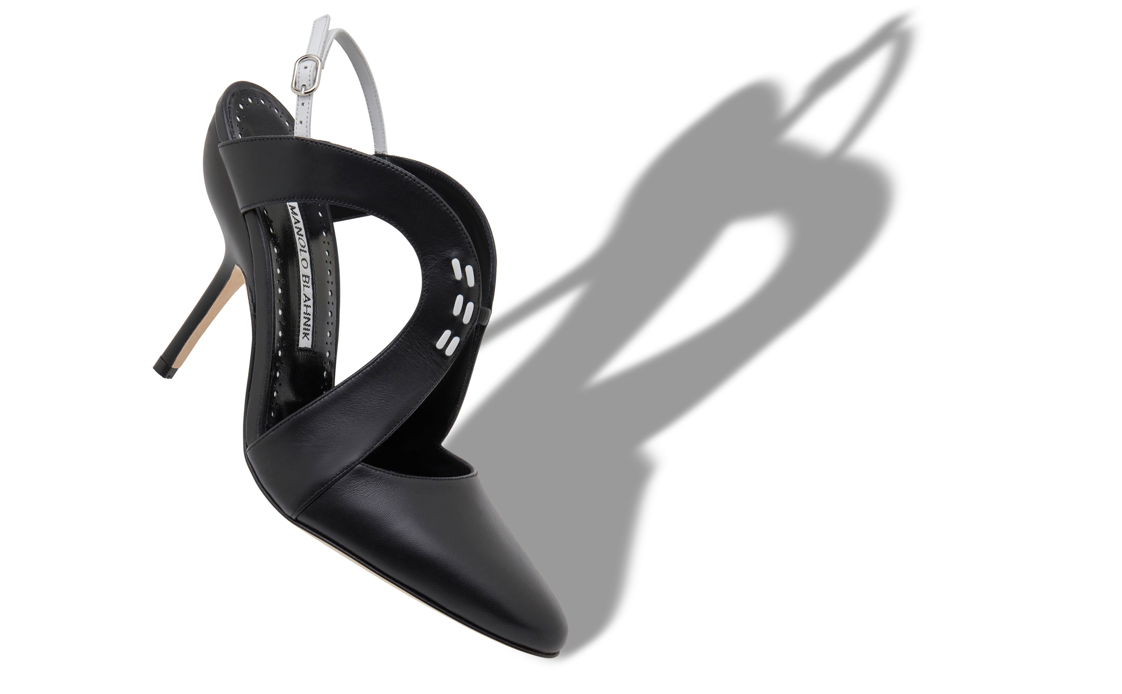 Designer Black Calf Leather Slingback Pumps - Image small_image