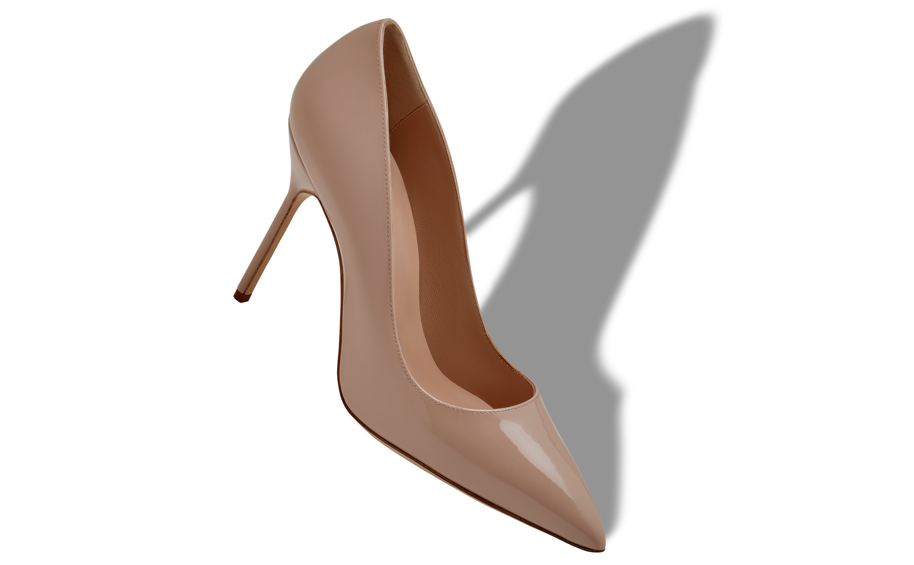 Designer Beige Patent Leather Pointed Toe Pumps - Image small_image