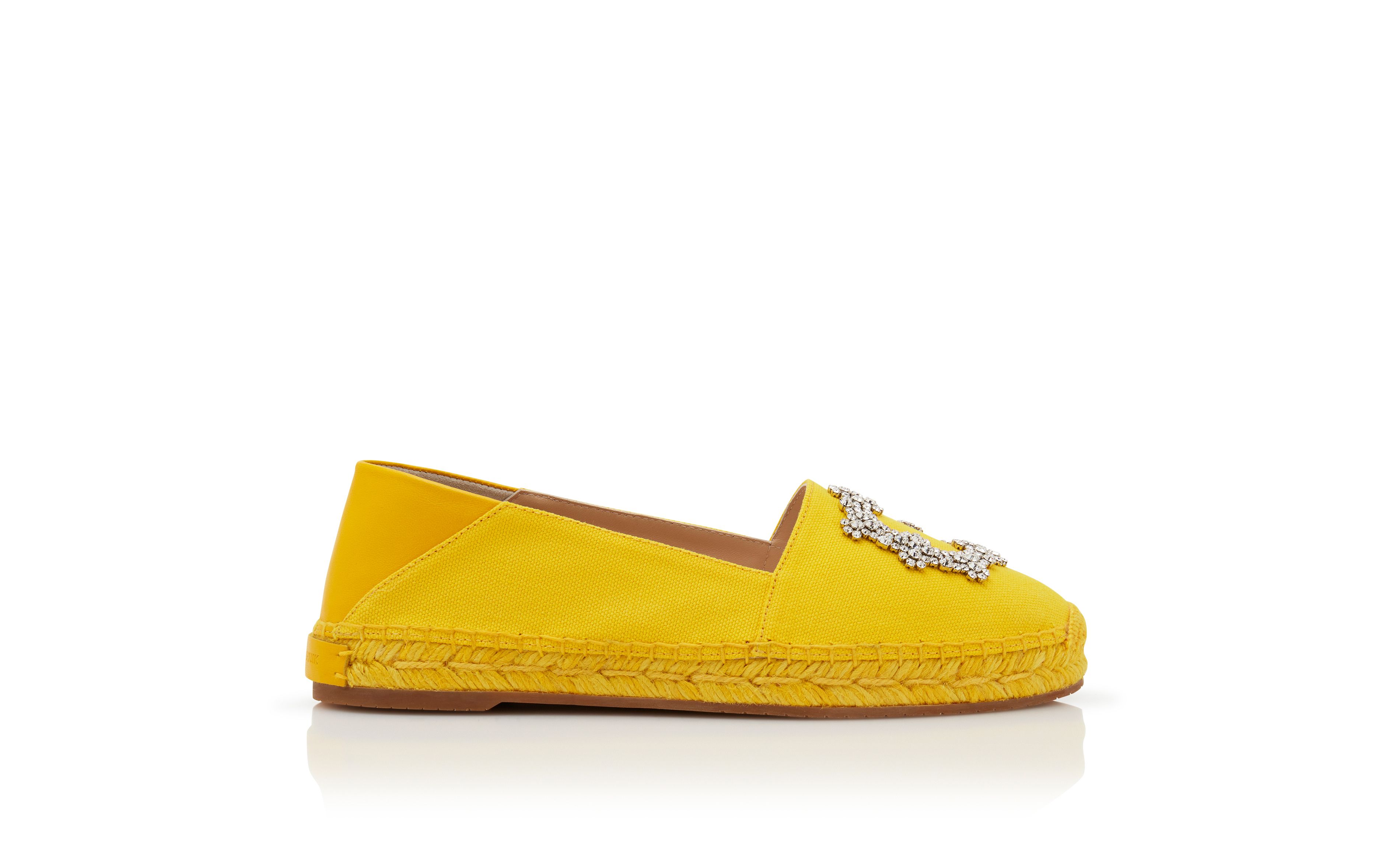 Designer Yellow Cotton Espadrilles  - Image Side View