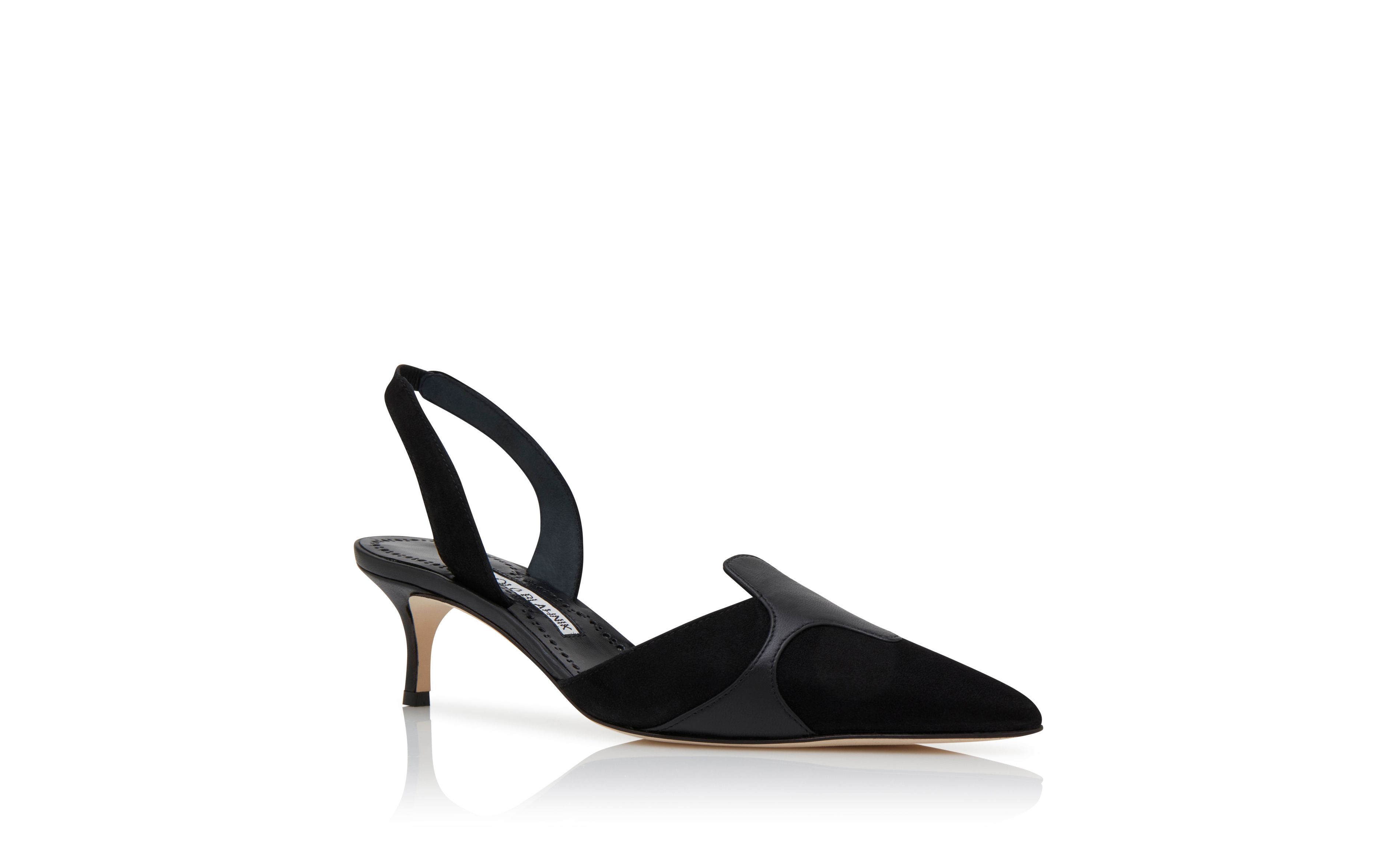 Designer Black Suede Slingback Pumps - Image Upsell