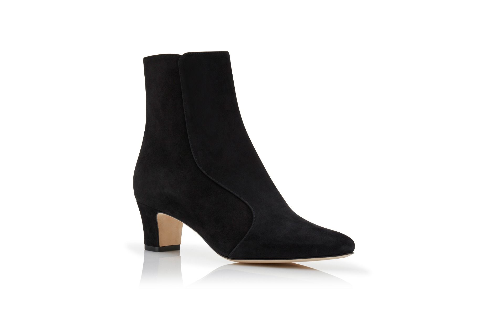 Designer Black Suede Round Toe Ankle Boots - Image Upsell