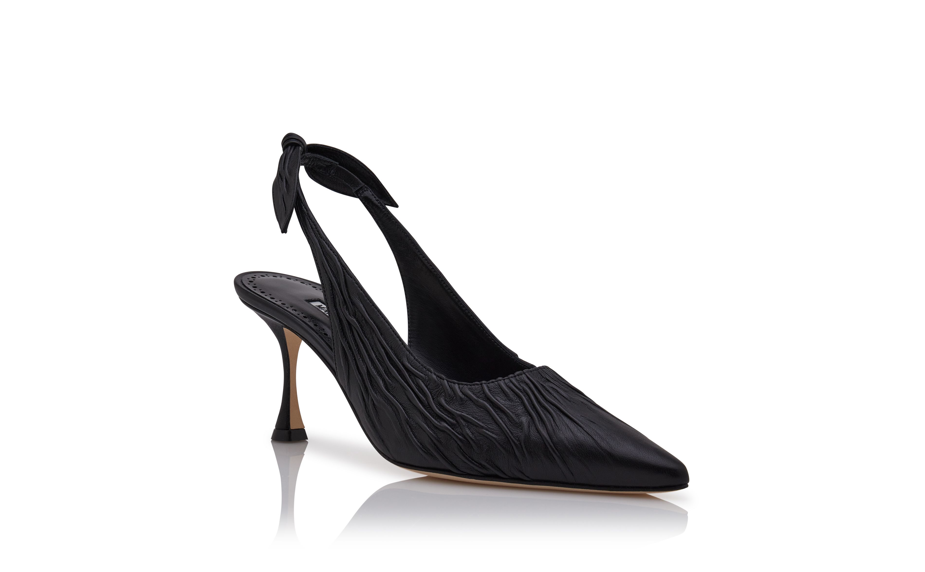 Designer Black Nappa Leather Slingback Pumps - Image Upsell