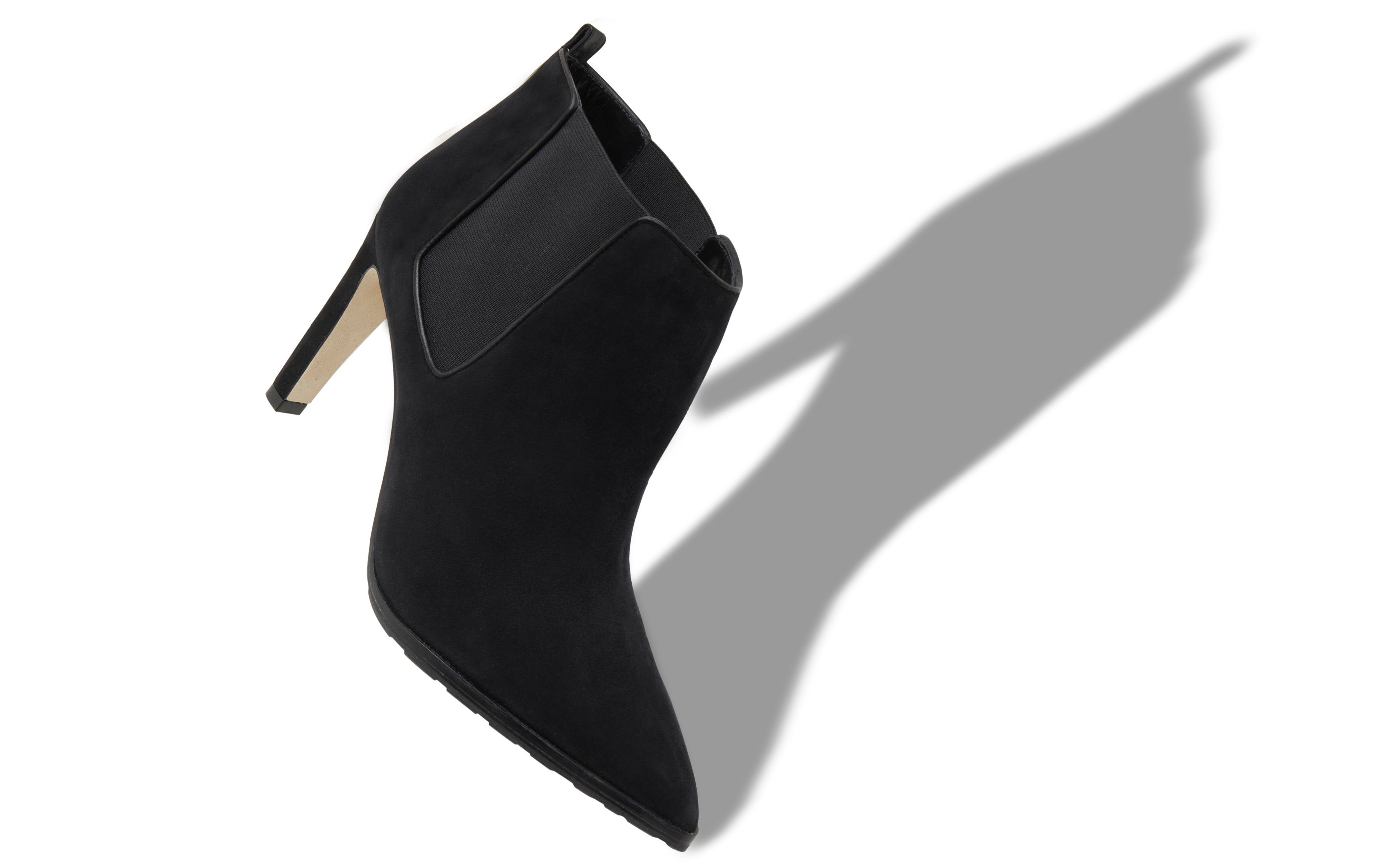 black heeled suede chelsea boots