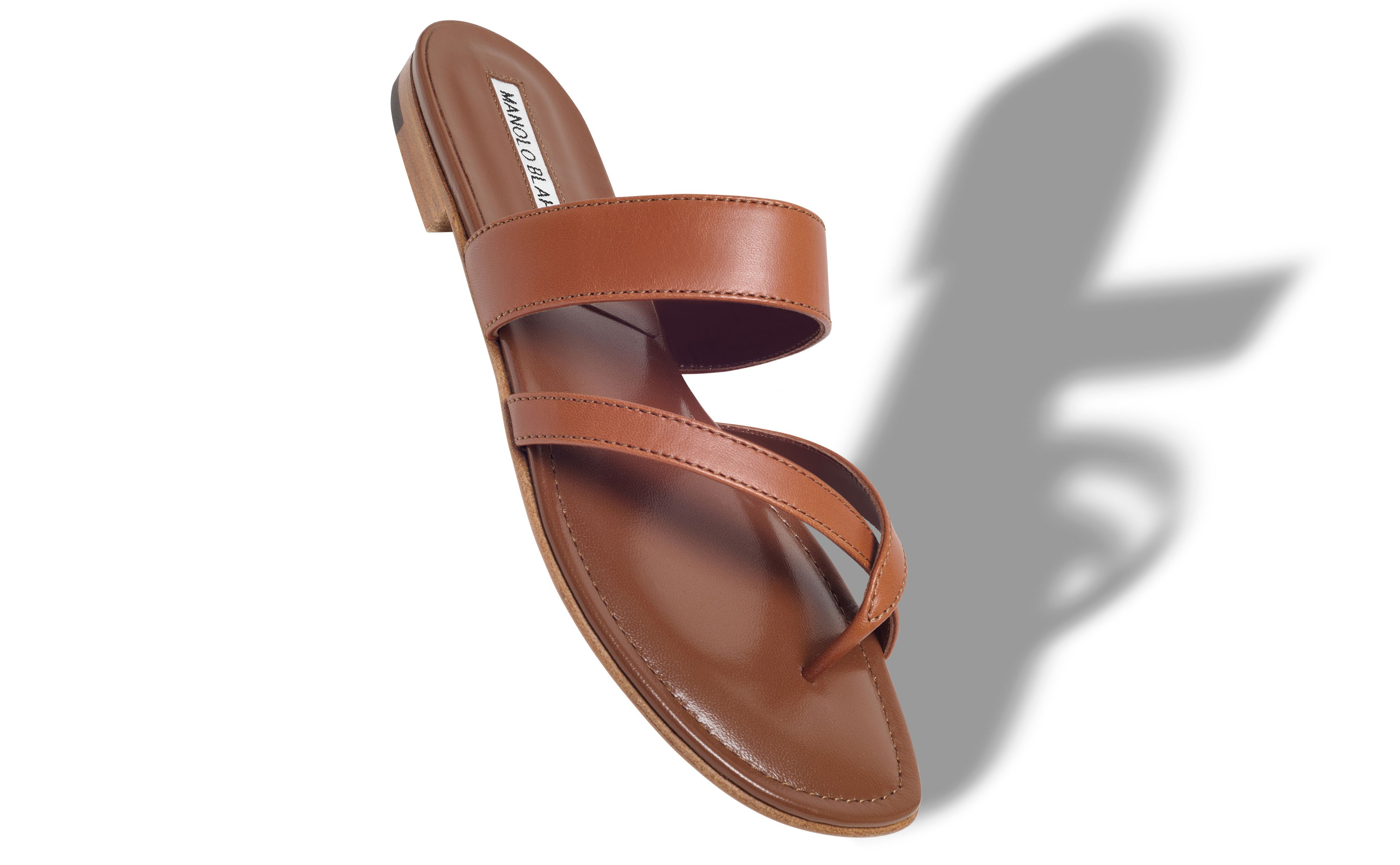 Designer Brown Nappa Leather Crossover Flat Sandals  - Image small_image