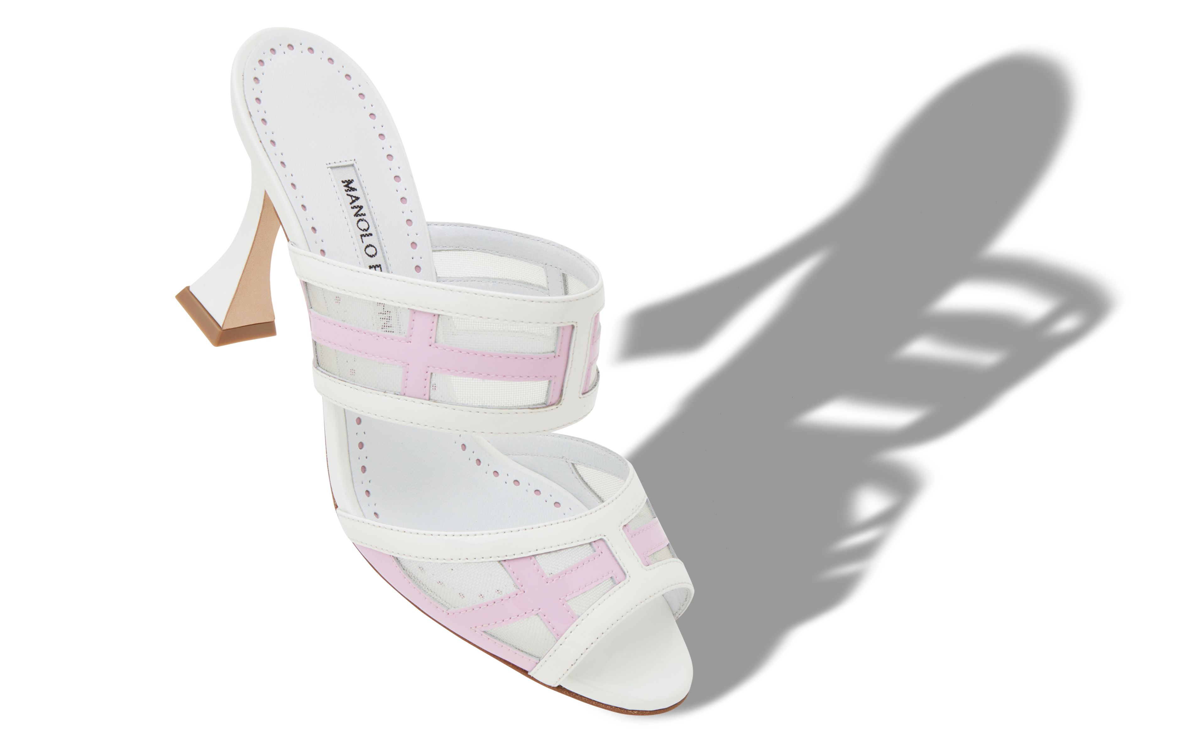 Designer White and Purple Patent Leather Mules - Image small_image