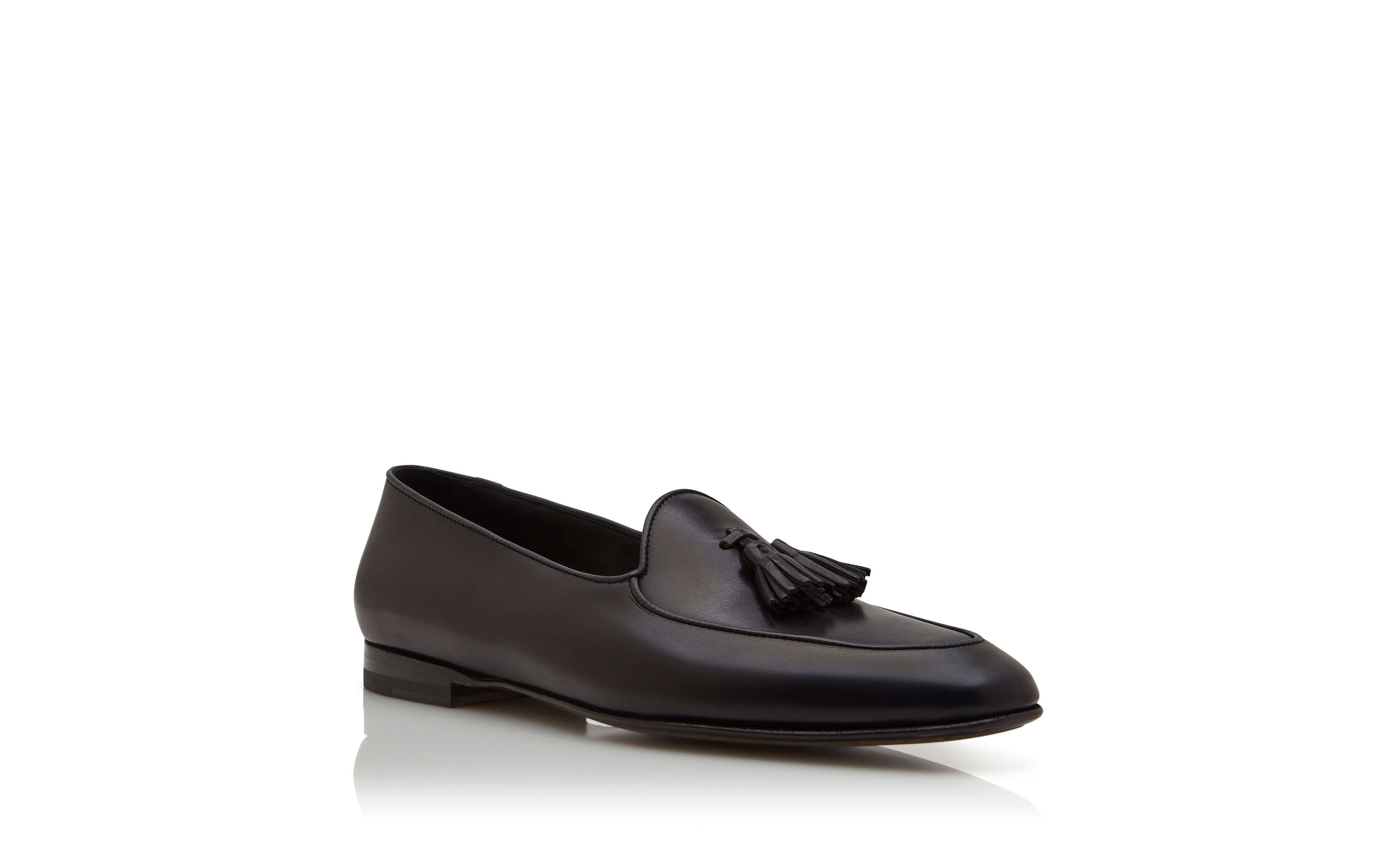 Designer Black Calf Leather Loafers - Image Upsell