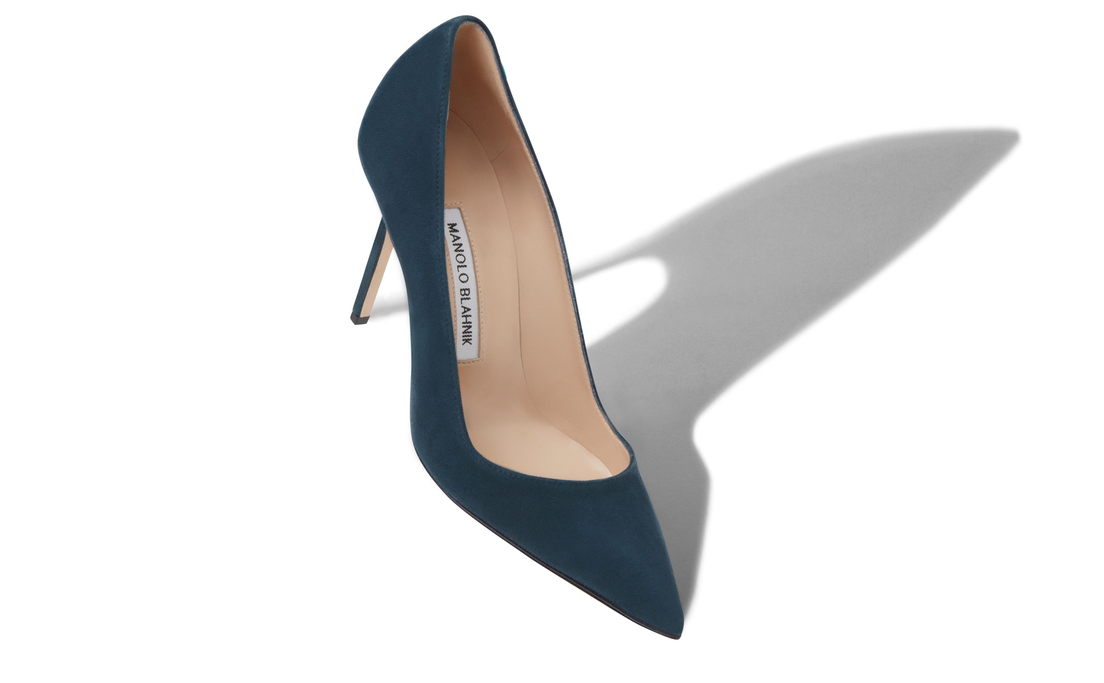 Designer Dark Blue Suede Pointed Toe Pumps - Image small_image