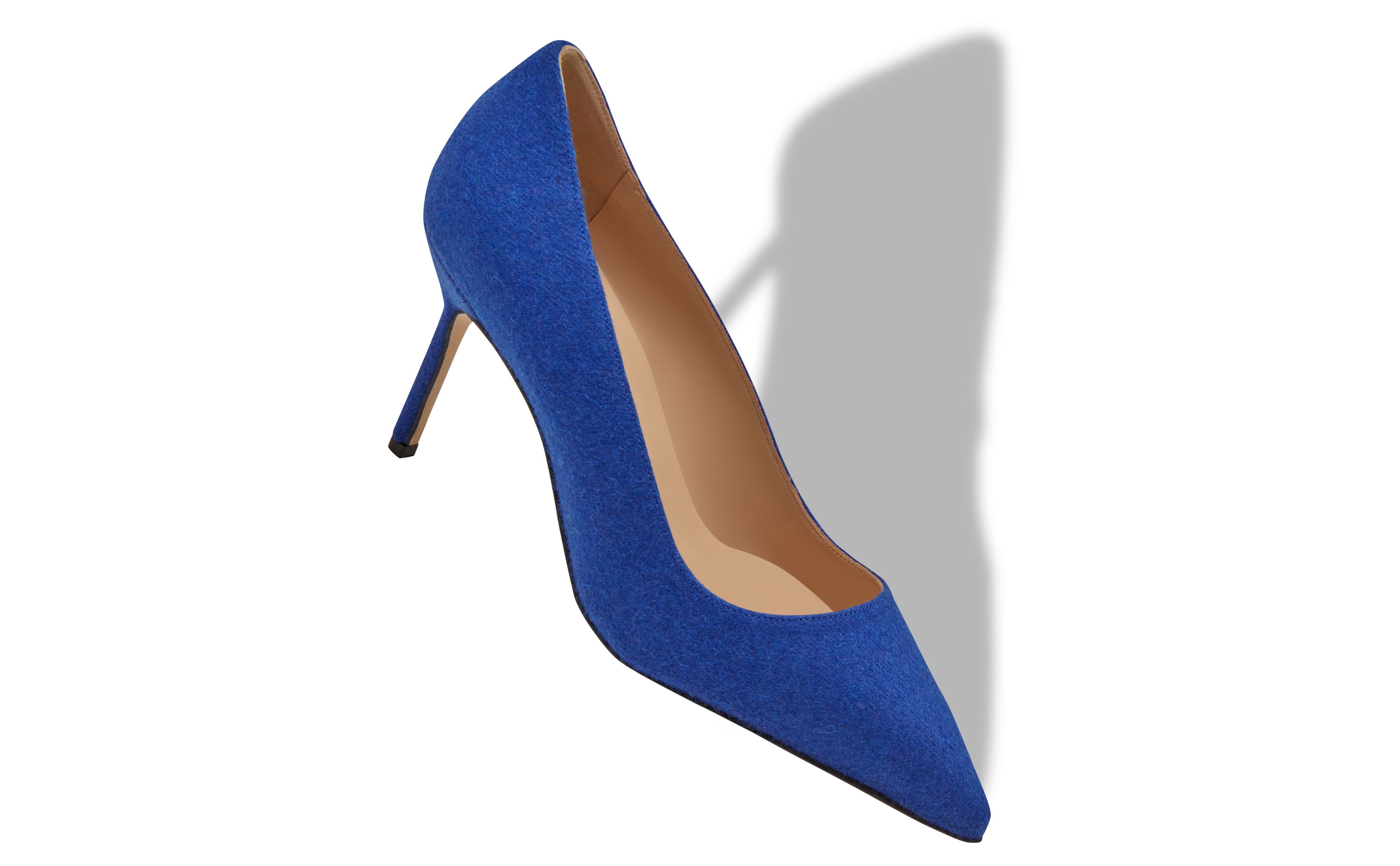 Designer Blue Wool Pointed Toe Pumps - Image small_image