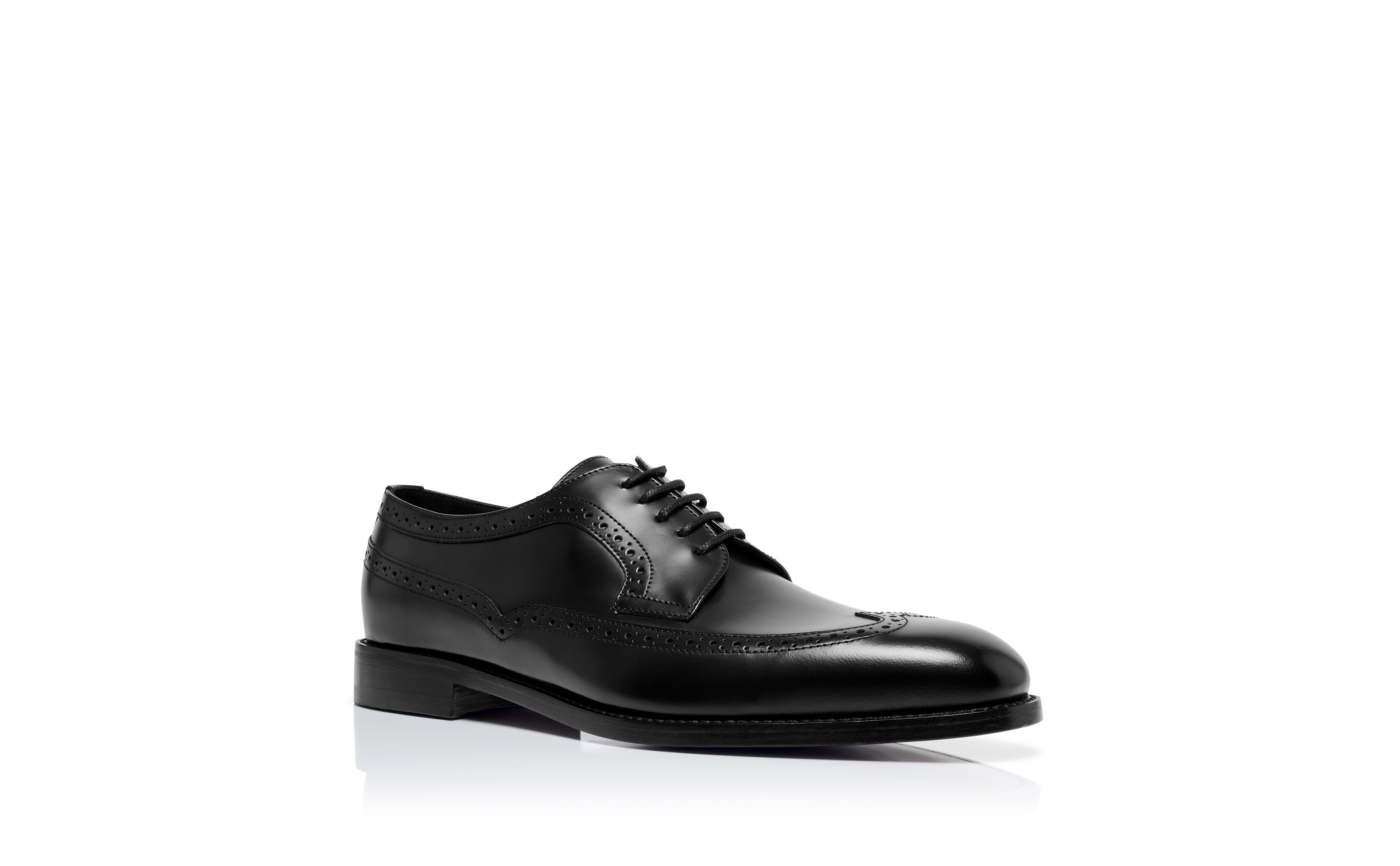 Designer Black Calf Leather Lace-Up Oxfords - Image Upsell