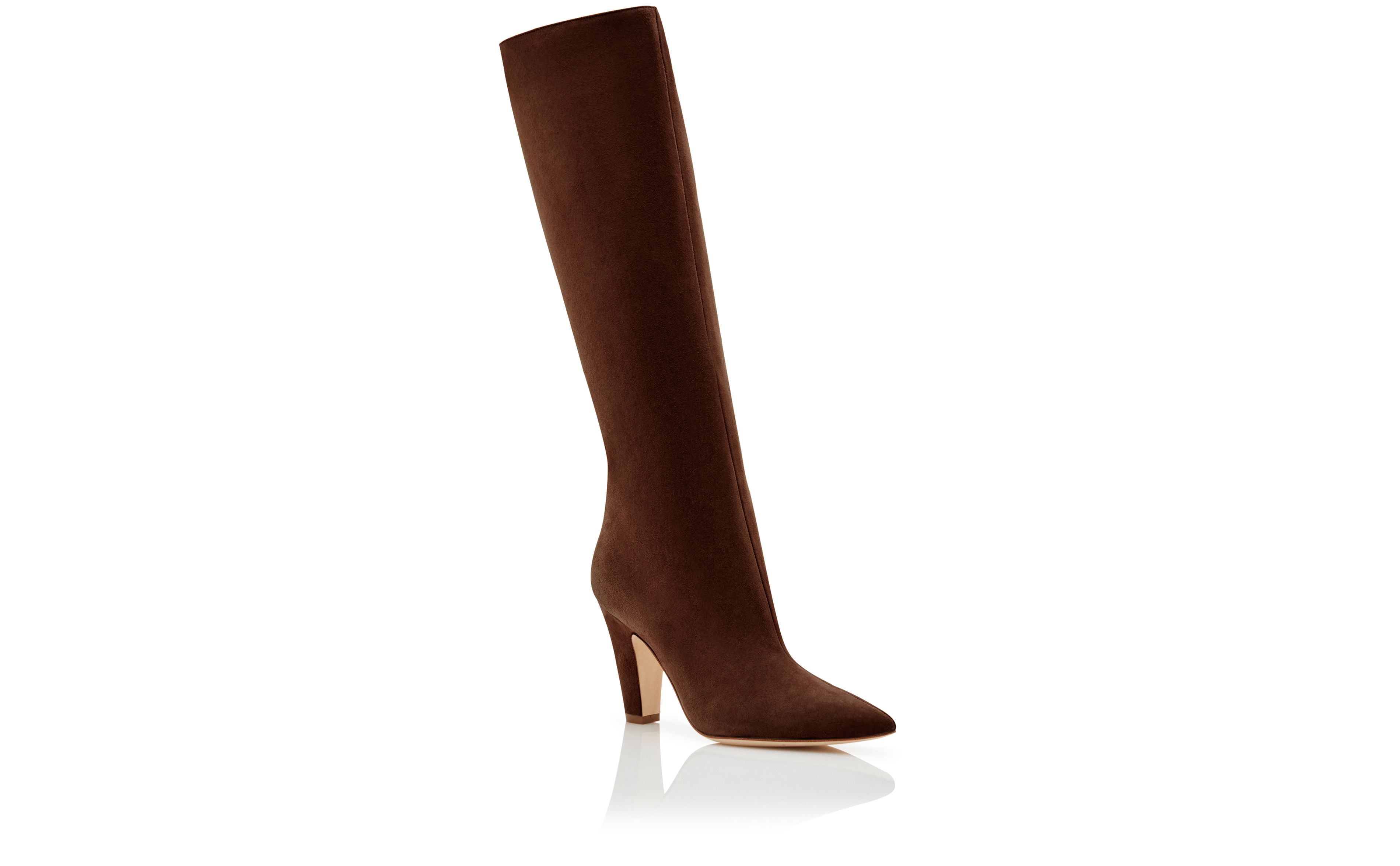 Designer Brown Suede Knee High Boots - Image Upsell