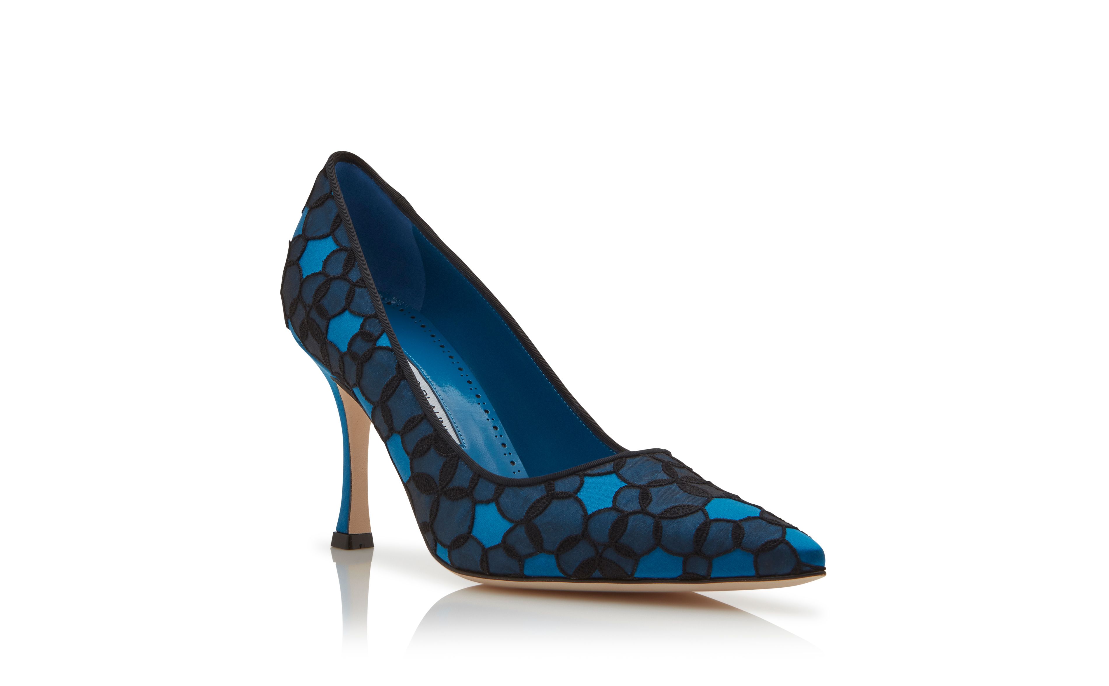 Designer Blue Satin Pumps  - Image Upsell