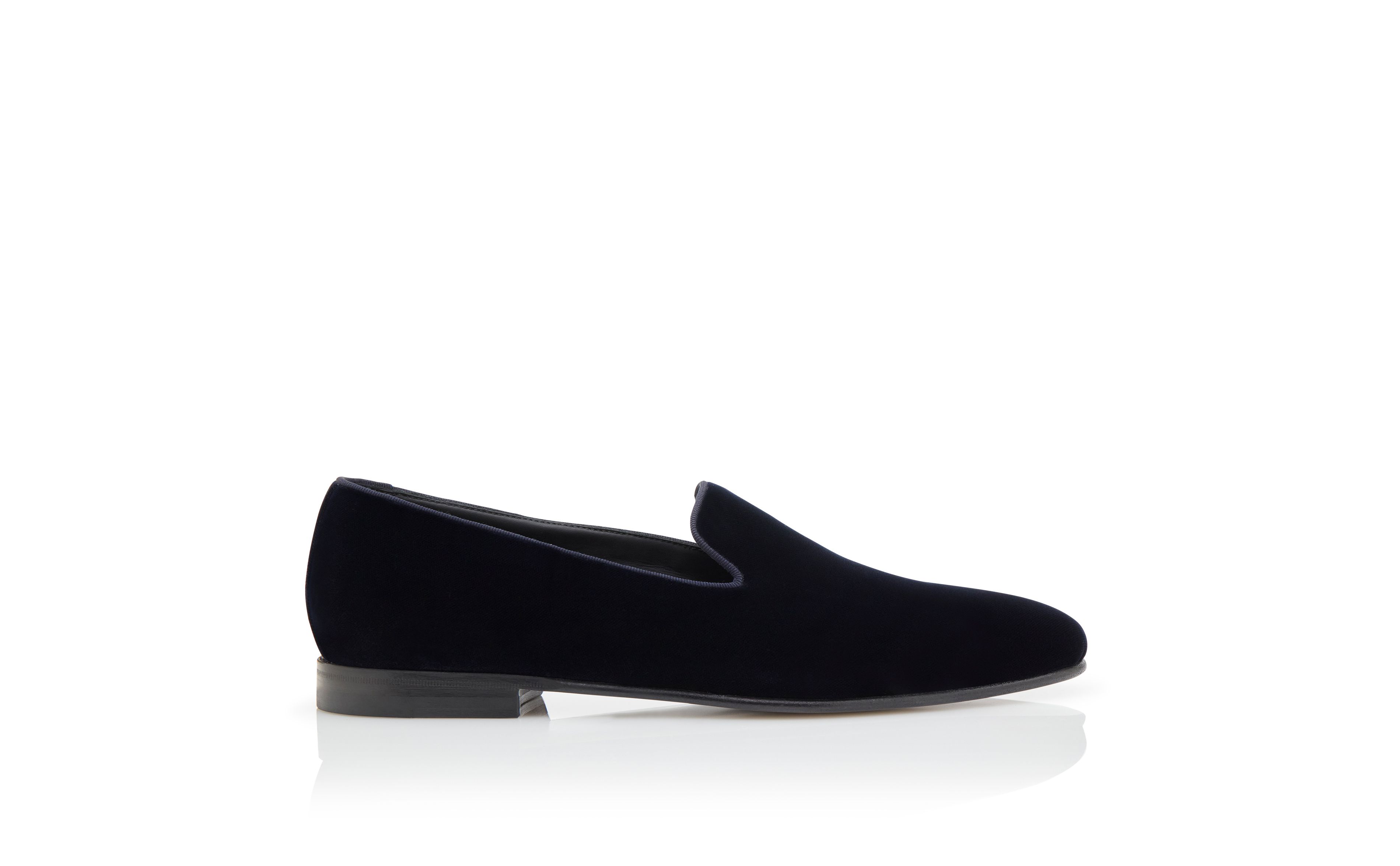 Designer Blue Velvet Loafers  - Image Side View