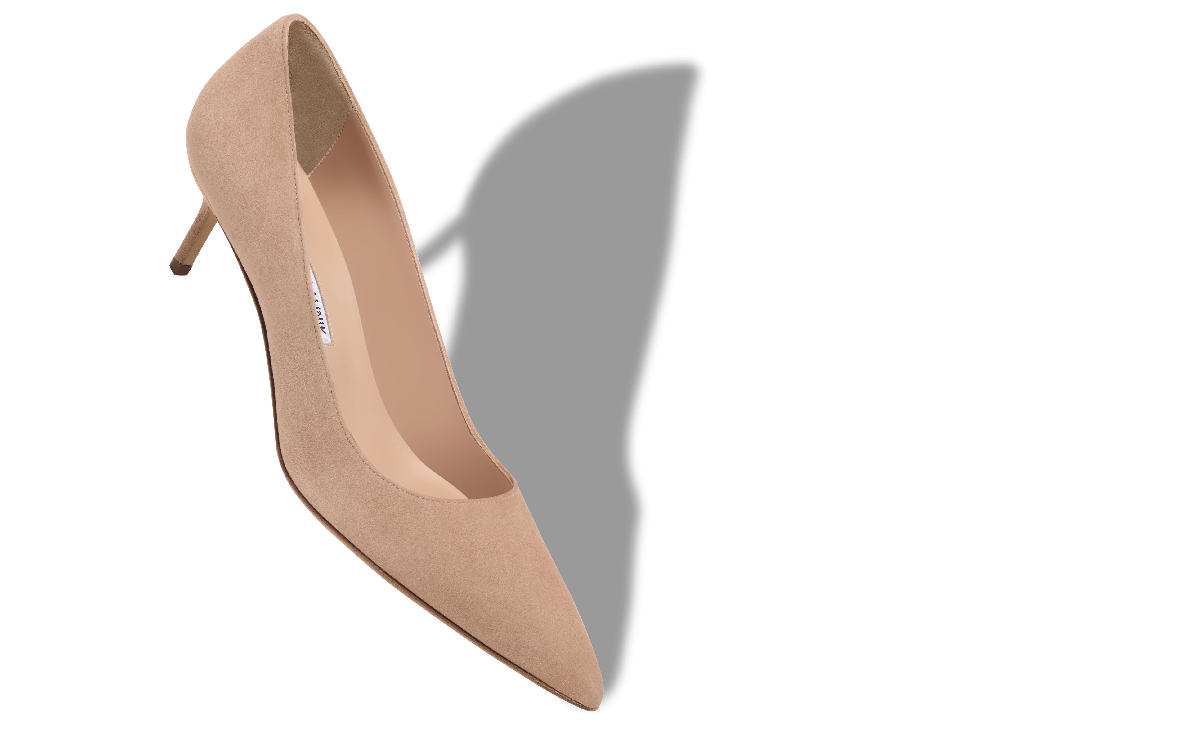 Designer Light Beige Suede Pointed Toe Pumps - Image small_image