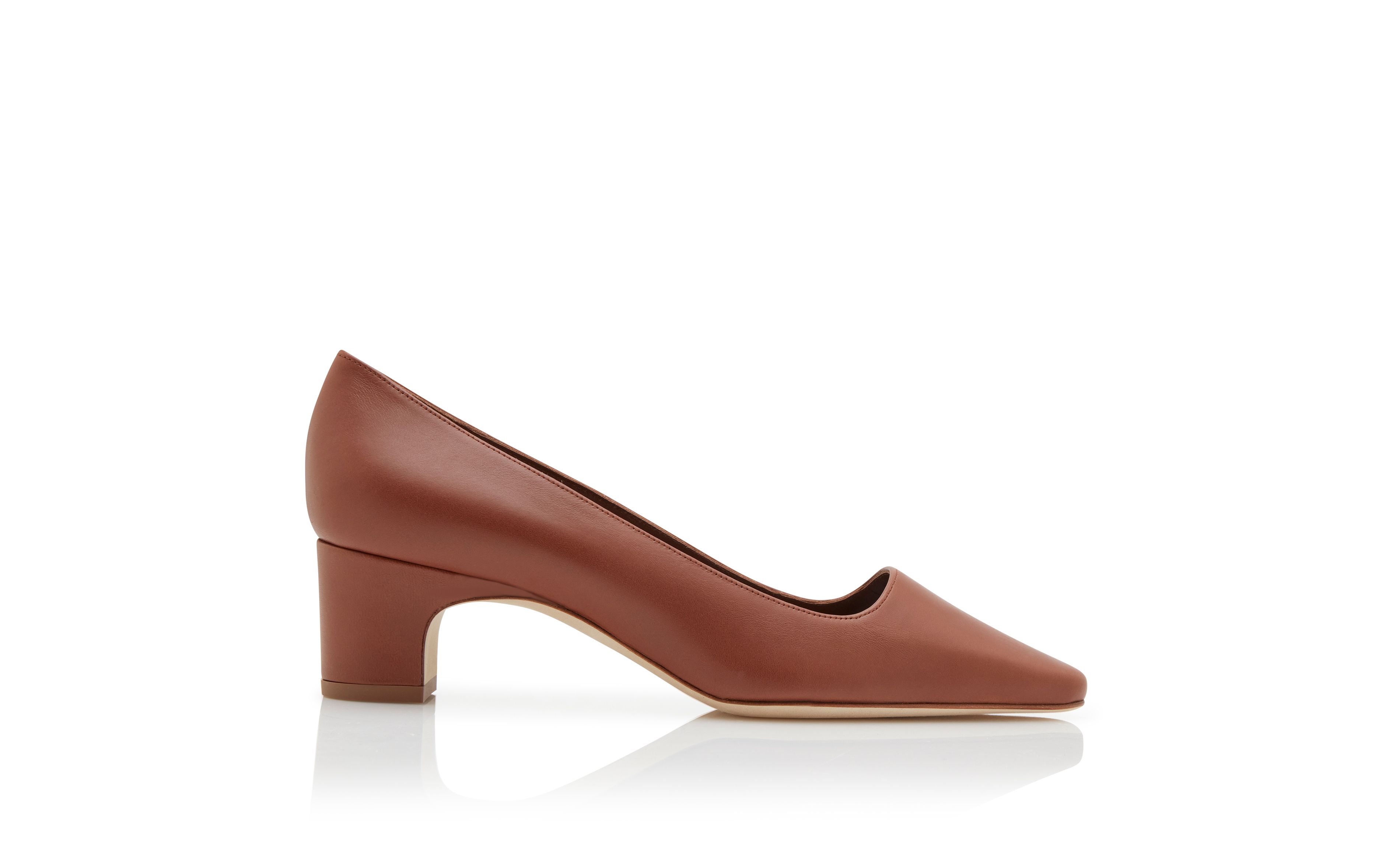 Designer Brown Nappa Leather Pumps - Image Side View