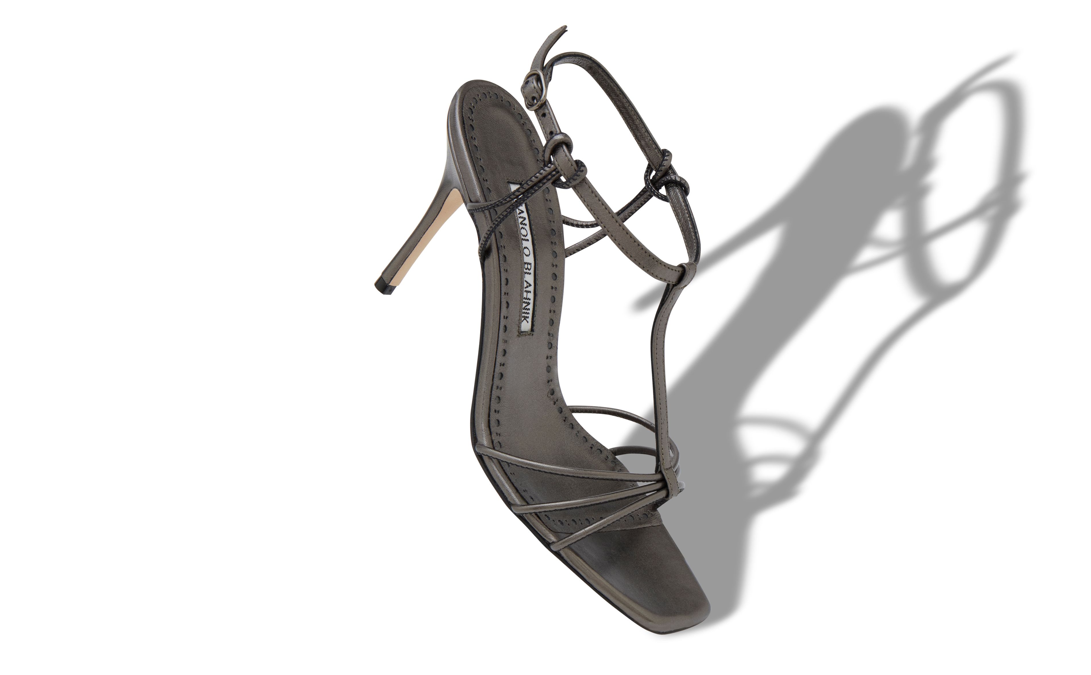 Designer Graphite Nappa Leather Open Toe Sandals - Image small_image
