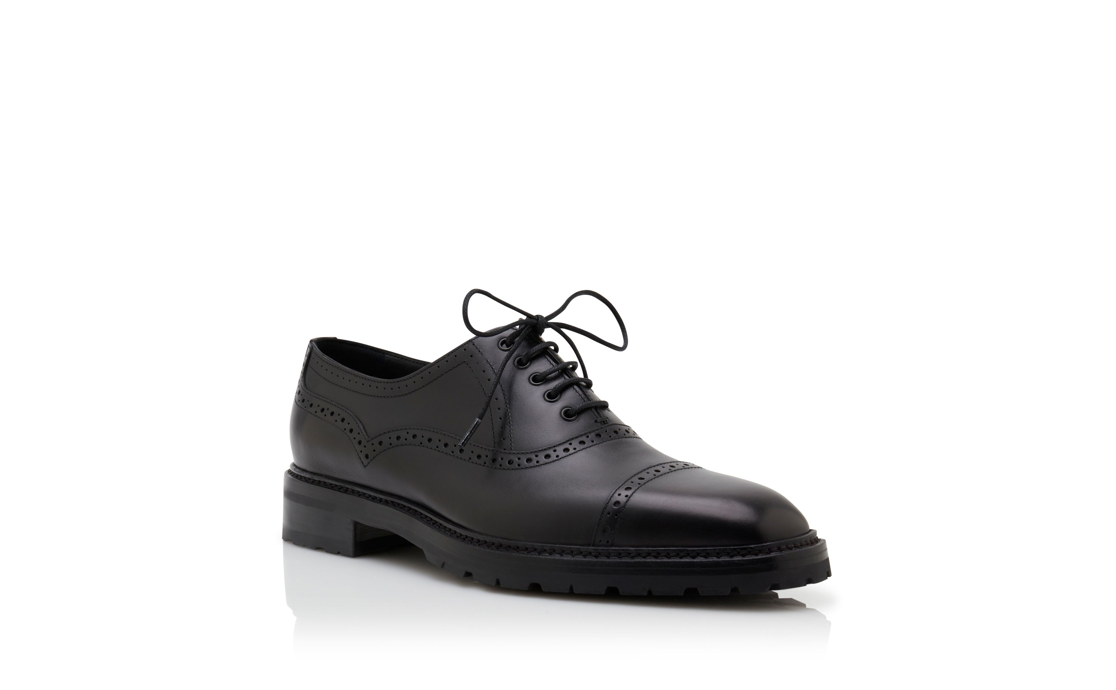 Designer Black Calf Leather Lace-Up Shoes - Image Upsell