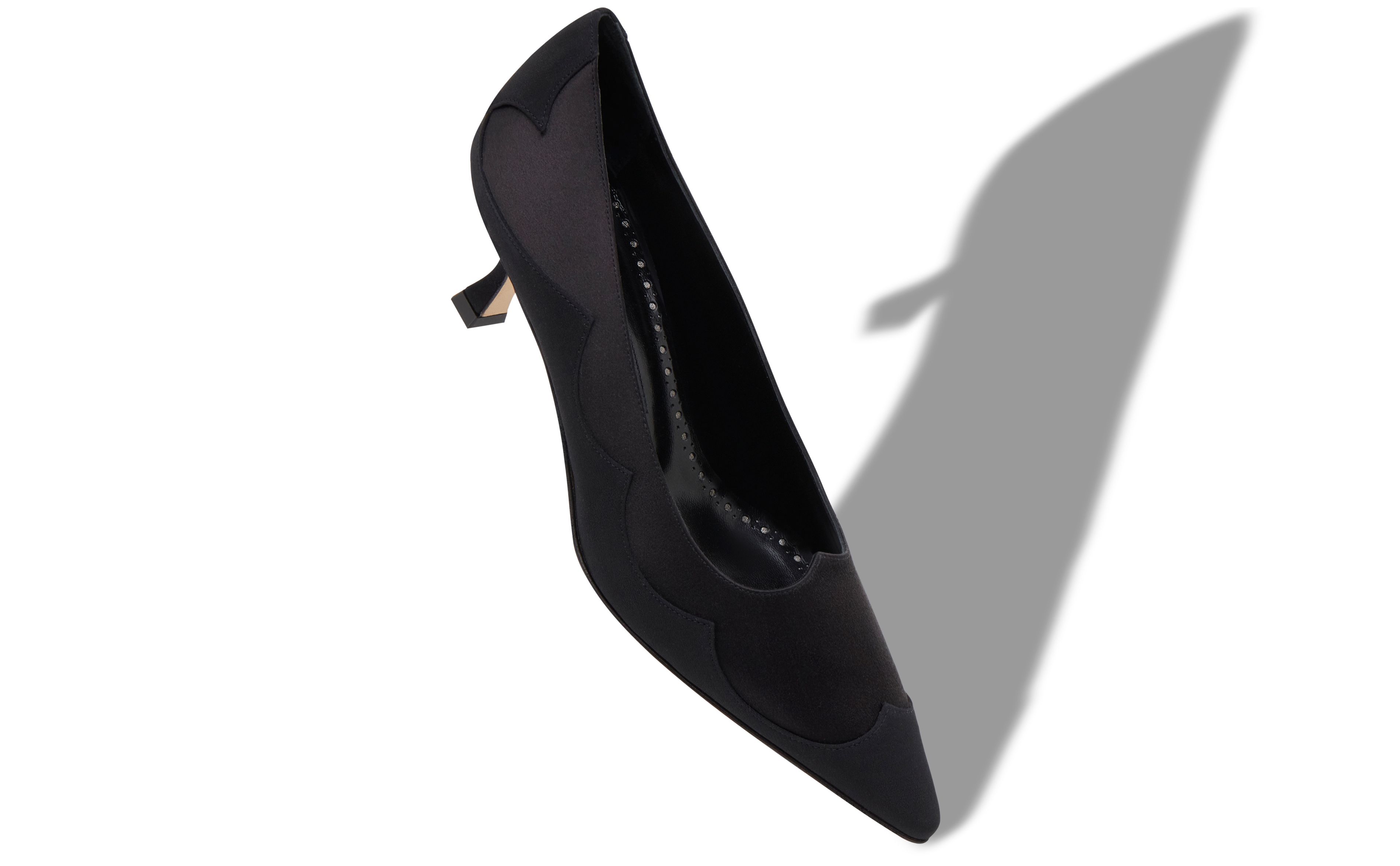 Designer Black Crepe De Chine Scalloped Pumps - Image small_image