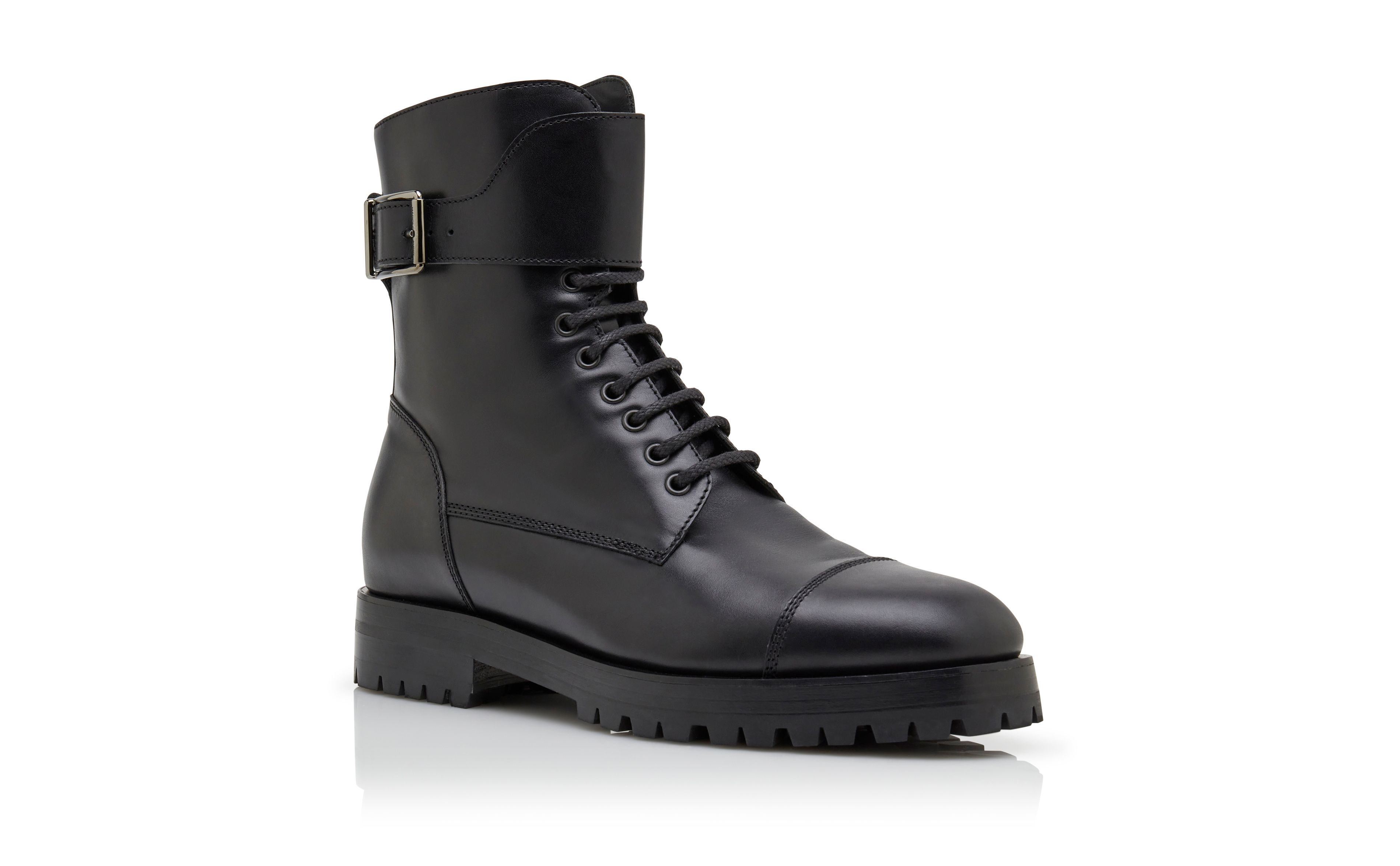 Designer Black Calf Leather Ankle Boots - Image Upsell