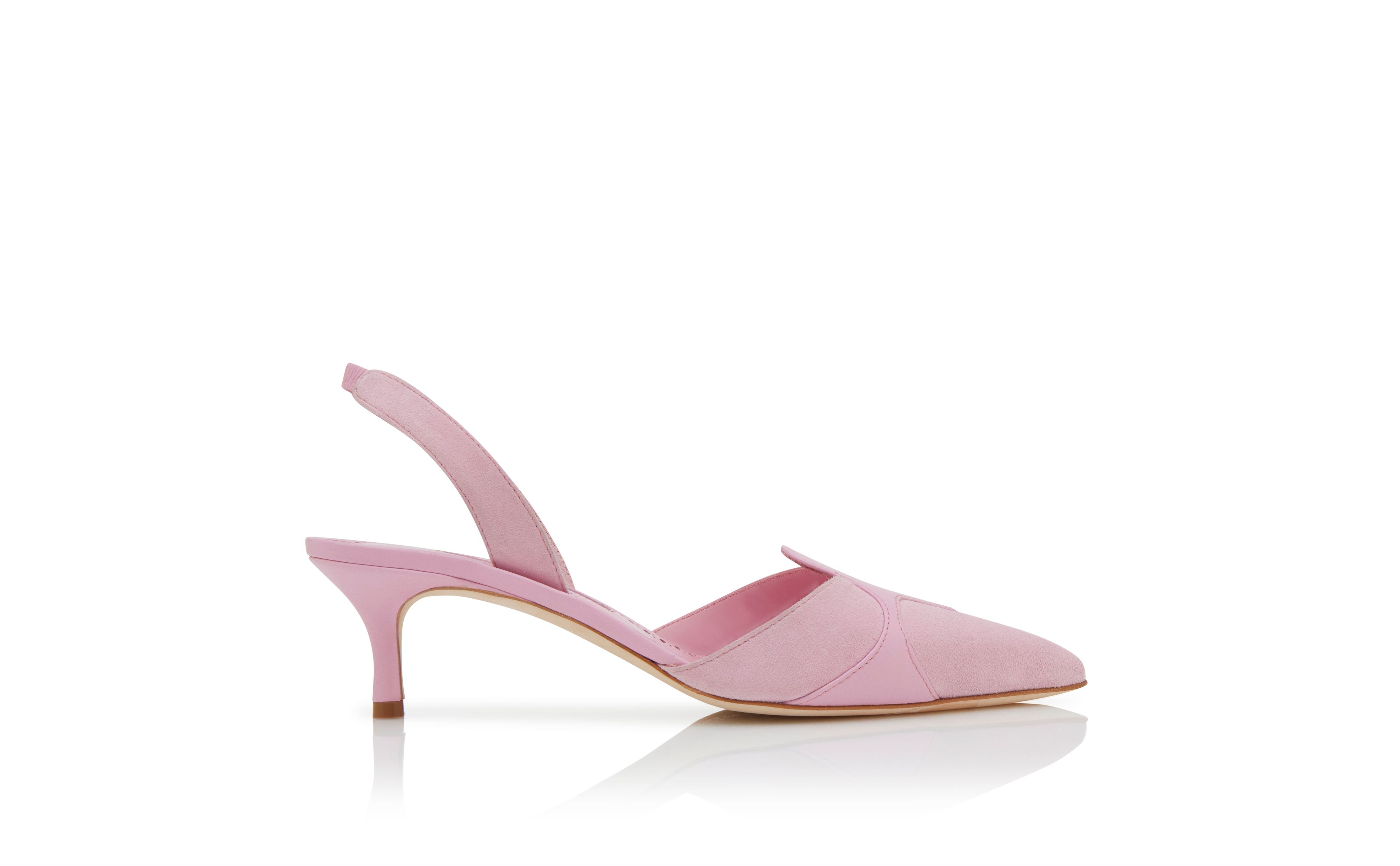 Designer Pink Suede Slingback Pumps - Image Side View