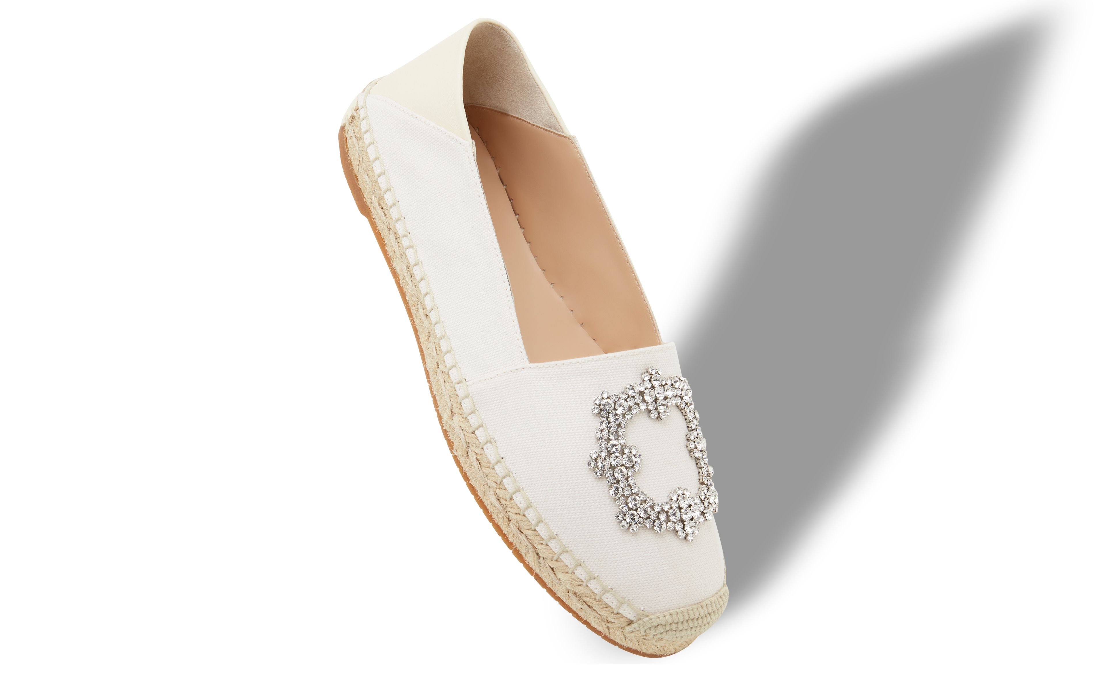 Designer Light Cream Cotton Espadrilles  - Image small_image