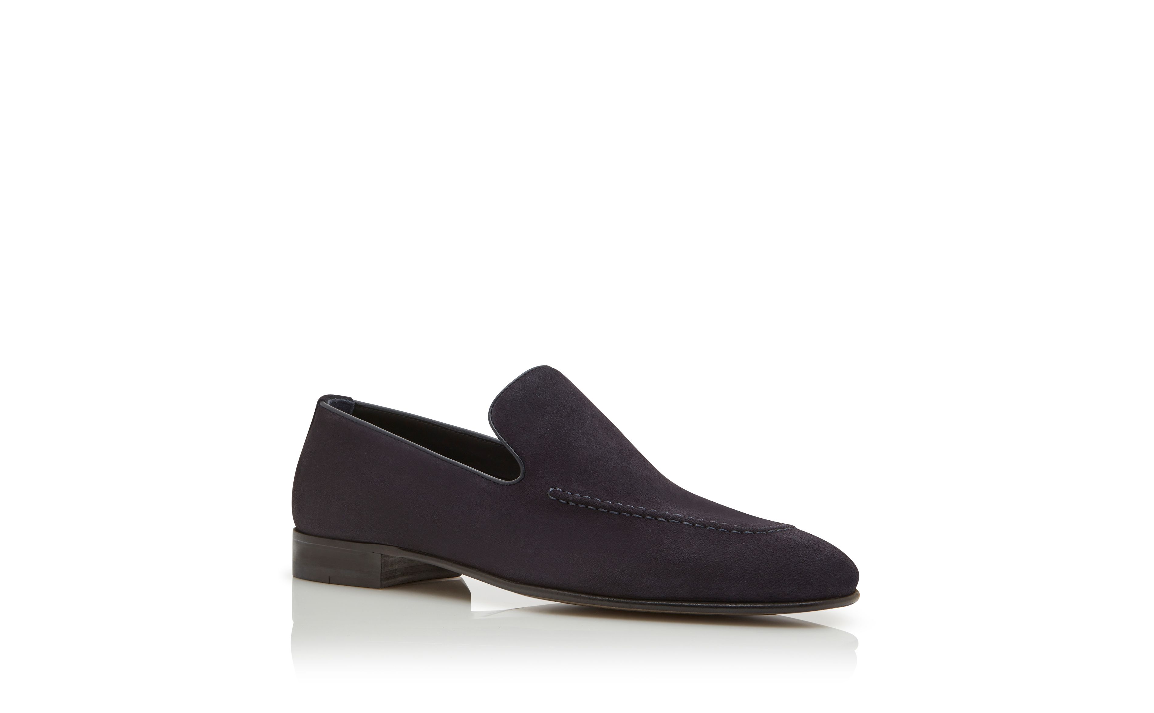 Designer Navy Blue Suede Loafers  - Image Upsell